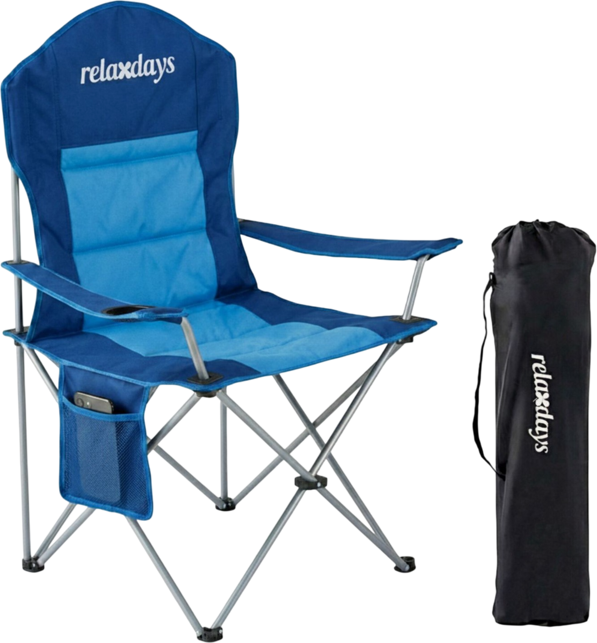 NORTHIX, Folding Camping Chair, High Back, Cup Holder, Carry Bag