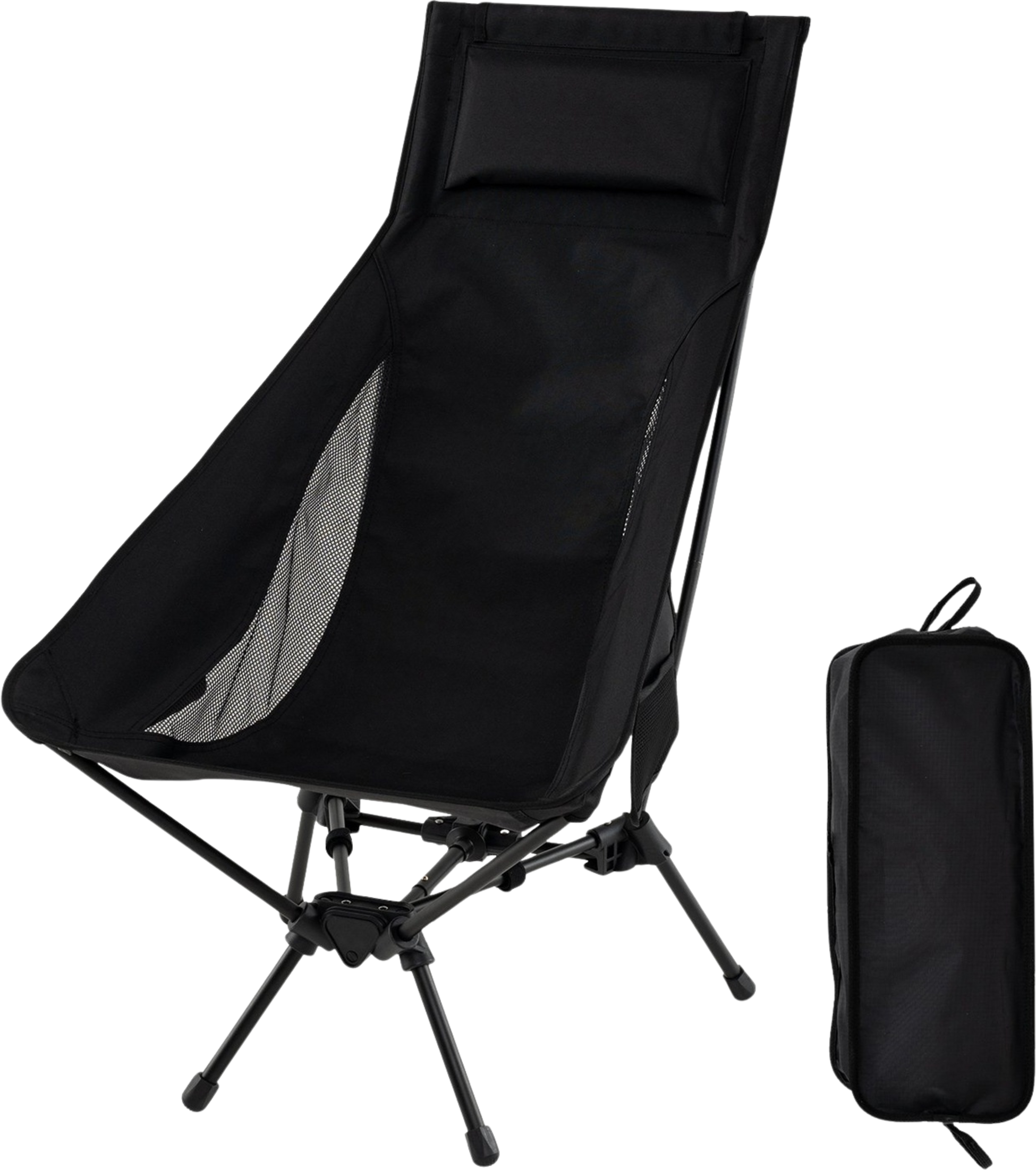 NORTHIX, Folding Camping Chair, Lightweight, High Back, Black