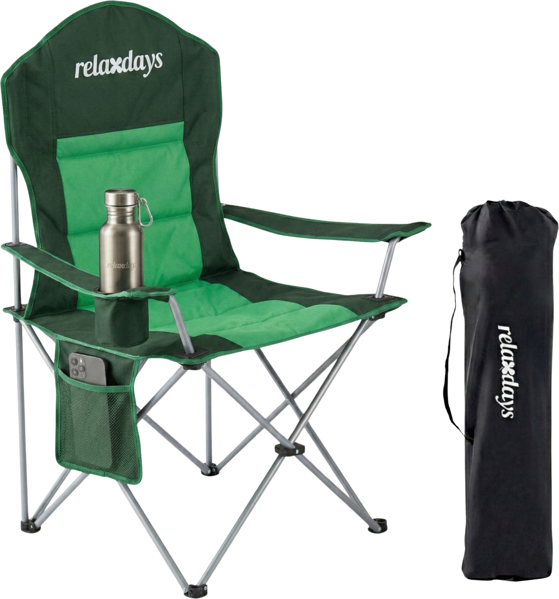 NORTHIX, Folding Camping Chair &ndash; High Back, Padded Seat, Carry Bag