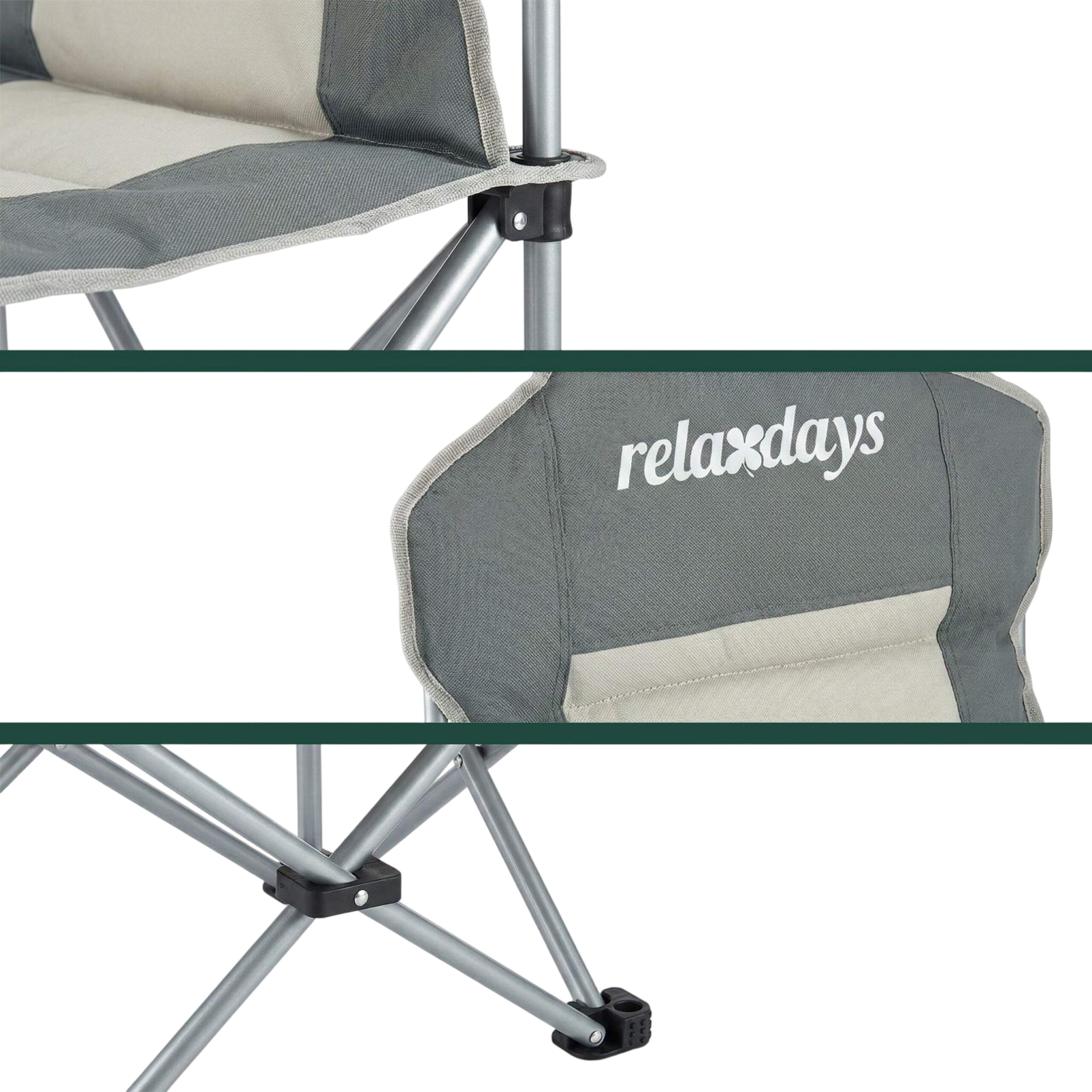 NORTHIX, Folding Camping Chair &ndash; High-back, Padded Seat, Cup Holder