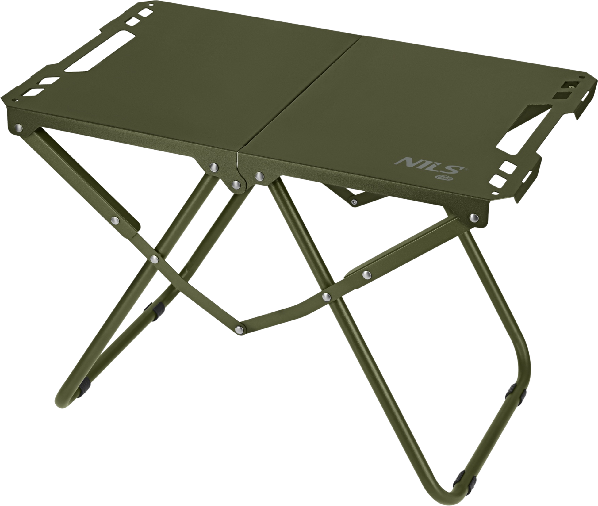 NORTHIX, Folding Camping Table, Green, Steel Frame, Carry Cover