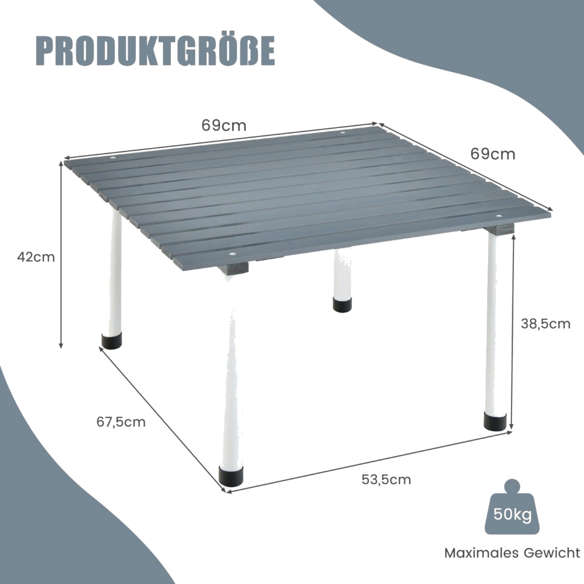 B2X, Folding Camping Table With Carry Bag For Beach Picnics  Fishing Trips Gray