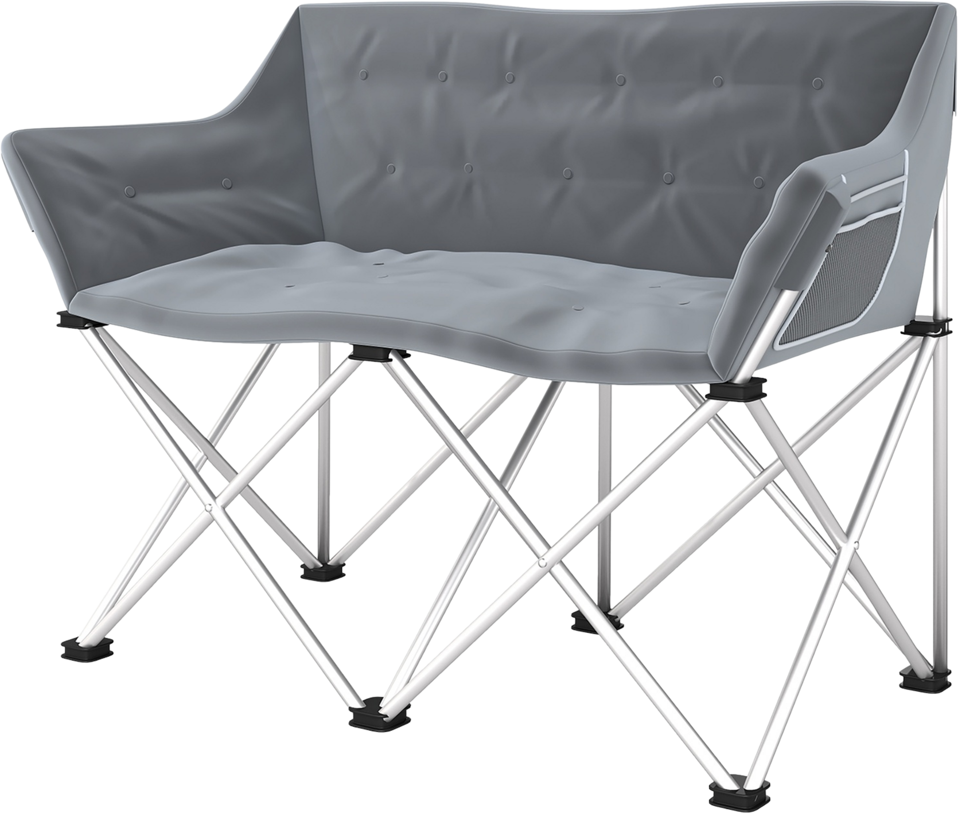 NORTHIX, Folding Chair 2 Seater Foldable Camping Chair With Armrests Side Pocket Outdoor Folding Chair Load C