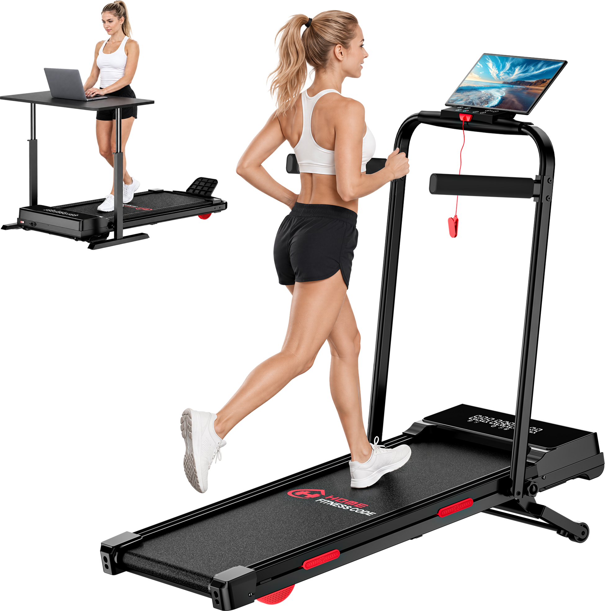 HOMEFITNESSCODE, Folding Treadmill Y5 With Brushless Motor, 0%-15% Automatic Incline