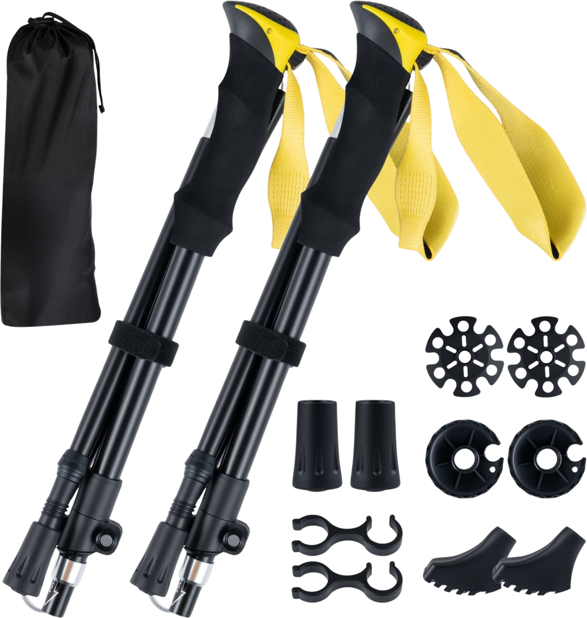 NORTHIX, Folding Trekking Poles, Quick Lock, 115-130 Cm, Yellow