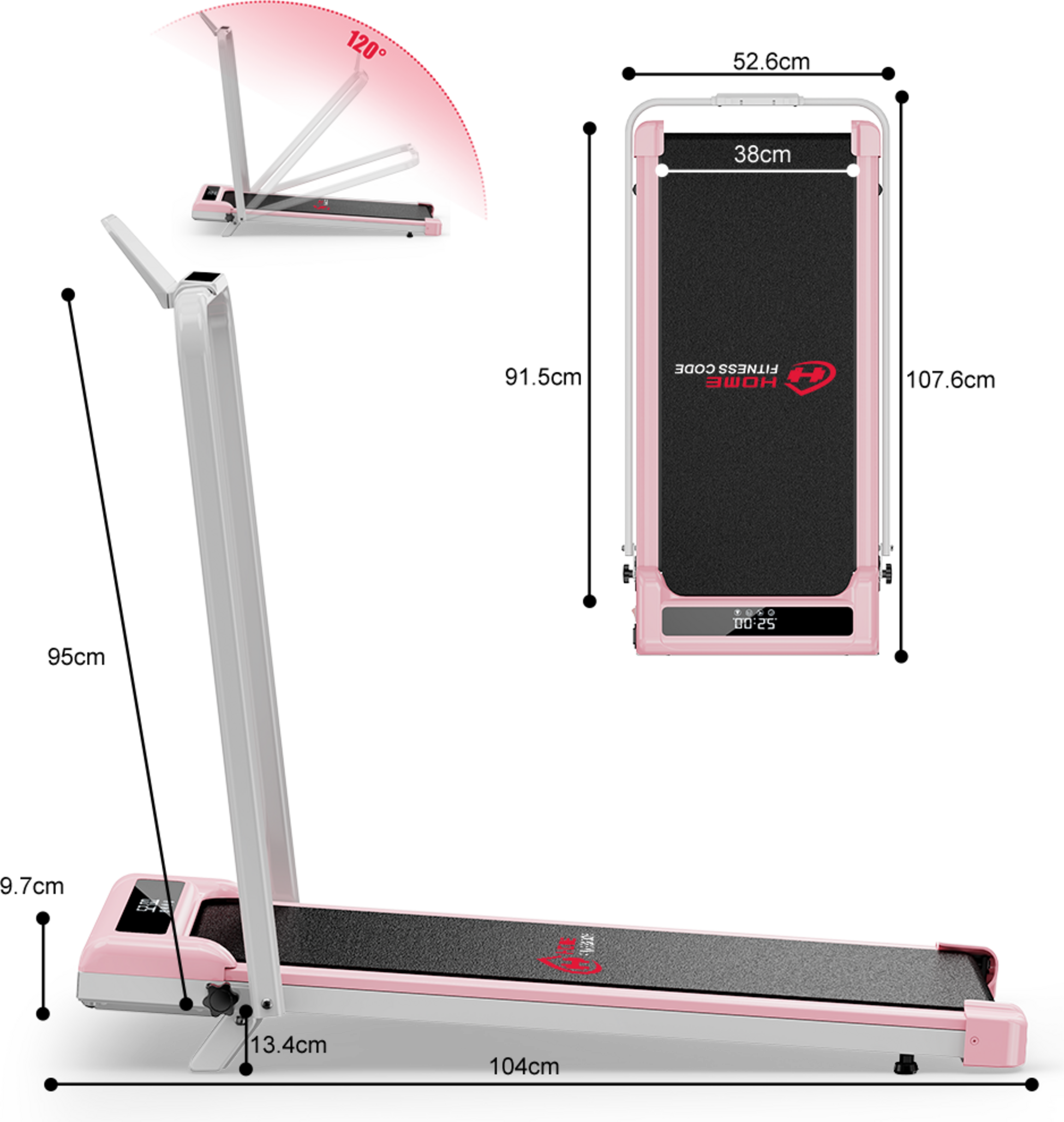 HOMEFITNESSCODE, Folding Walking Treadmill Z3 2.5hp Brushless Motor 1-6 Kmh 5% Incline