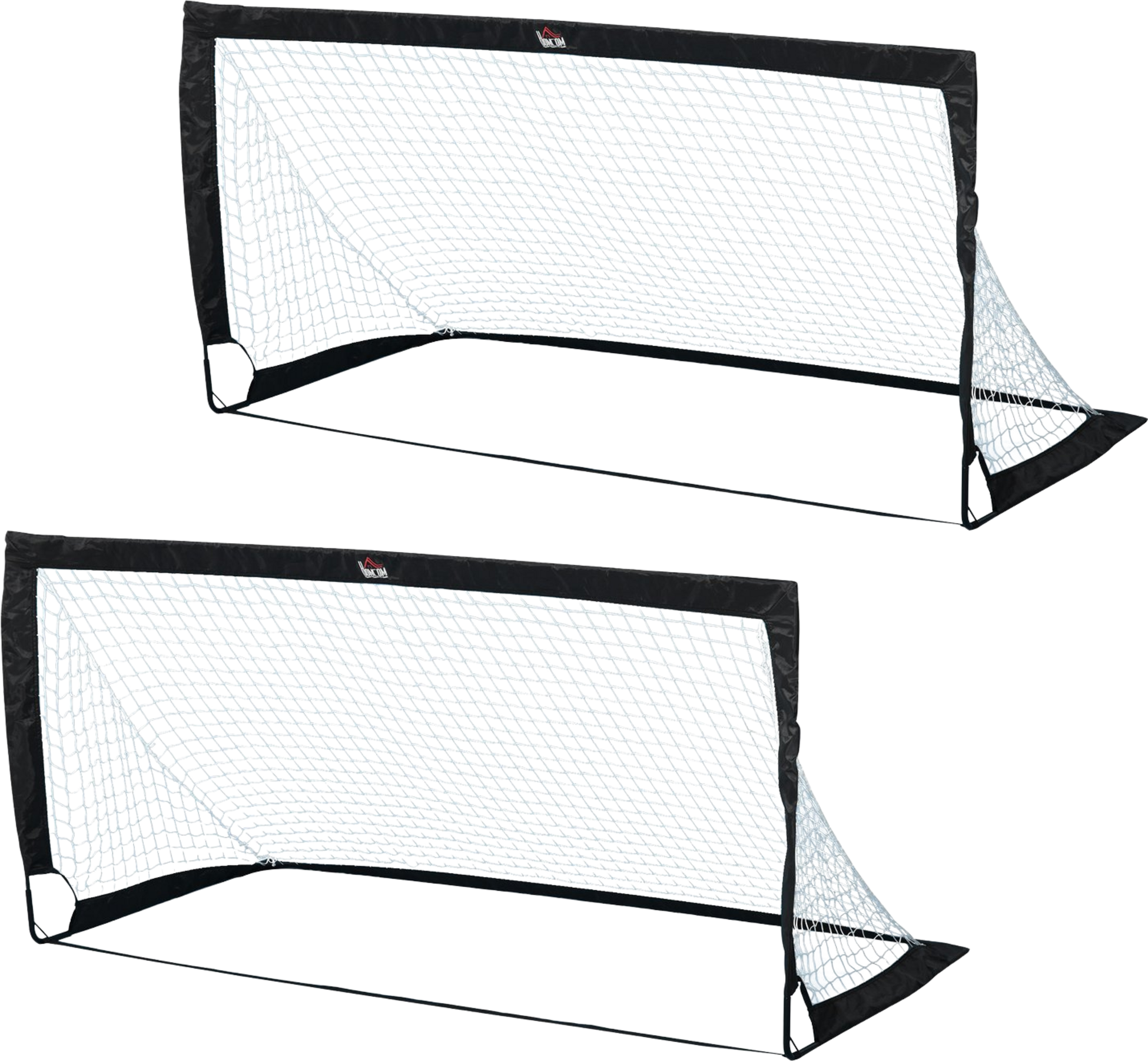 NORTHIX, Football Goals Set Of 2 Mini Goals, Foldable Made Of Steel And Tetrolon, Black, 186x90x89 Cm