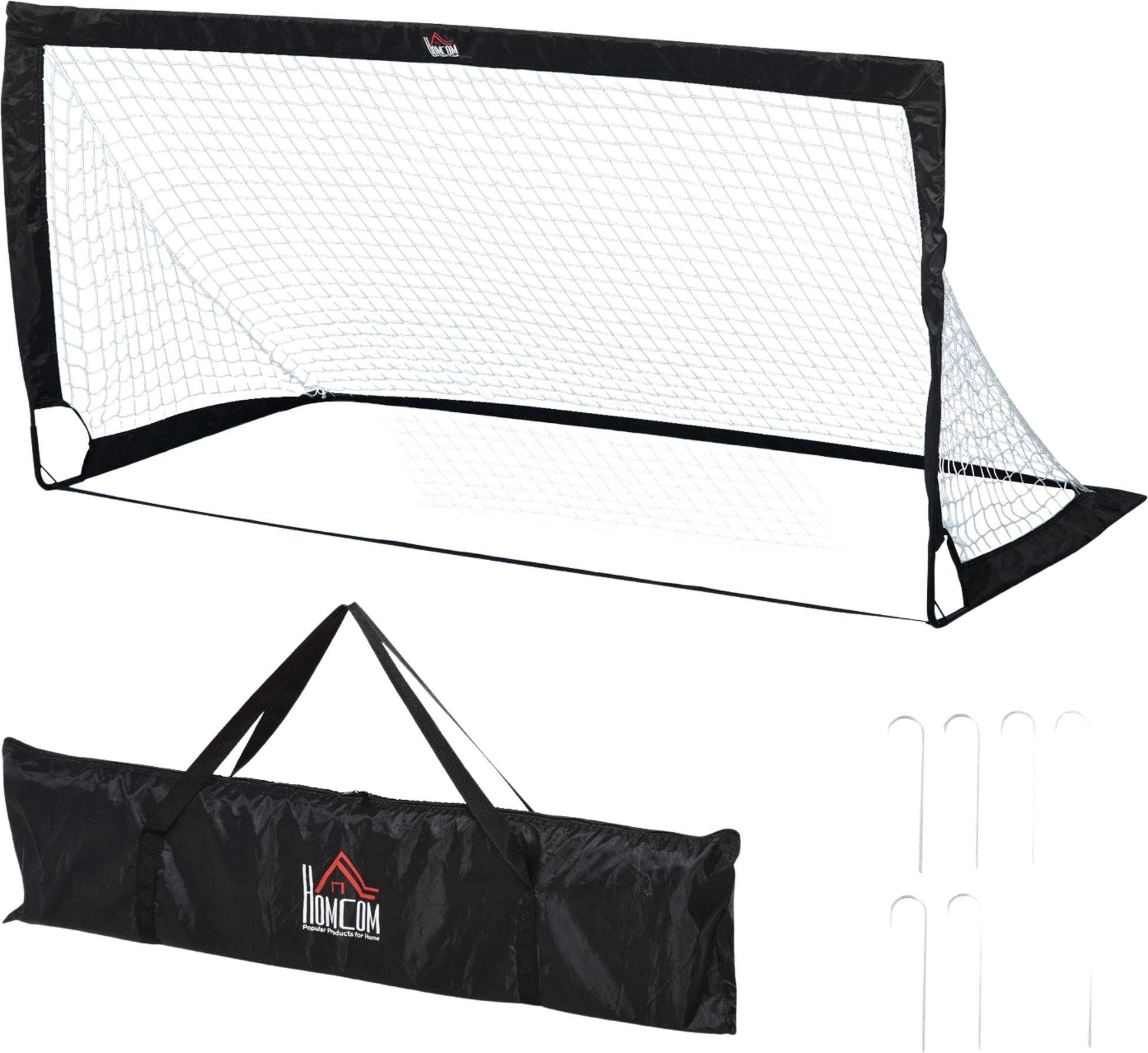 NORTHIX, Football Goals Set Of 2 Mini Goals, Foldable Made Of Steel And Tetrolon, Black, 186x90x89 Cm