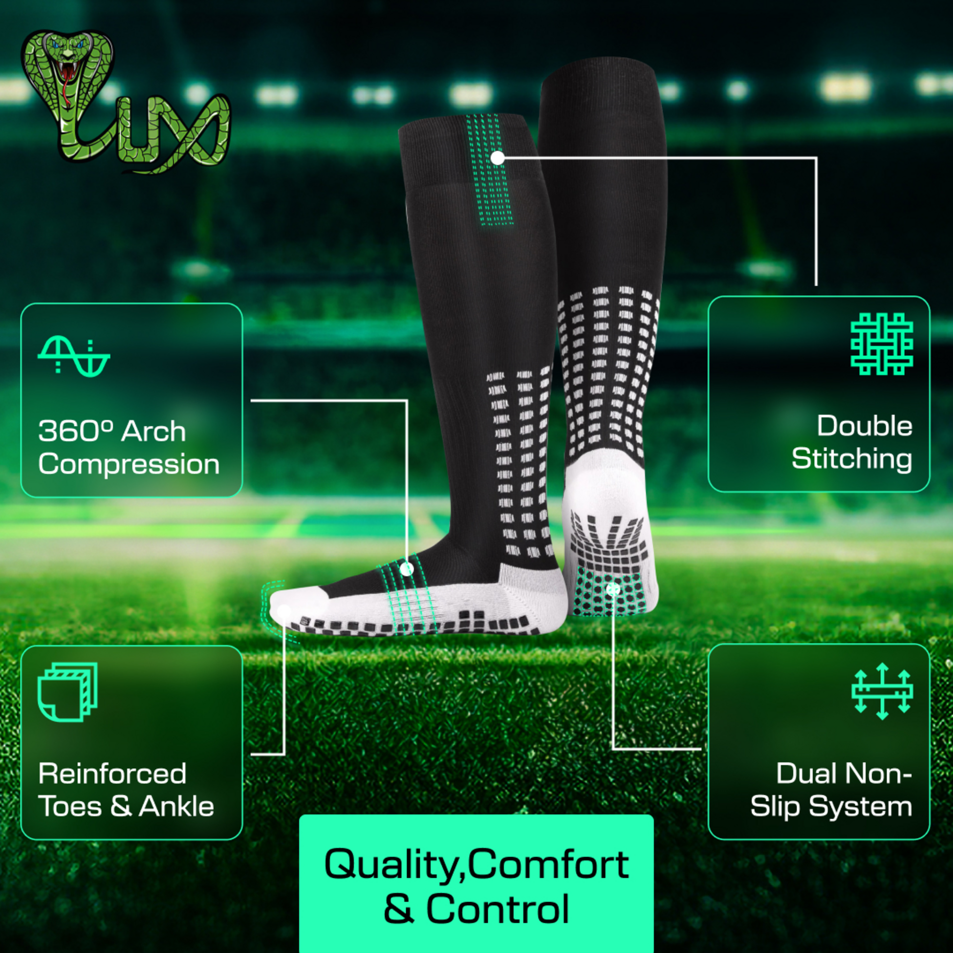 LUX SPORTS, Football Grip Sock - High