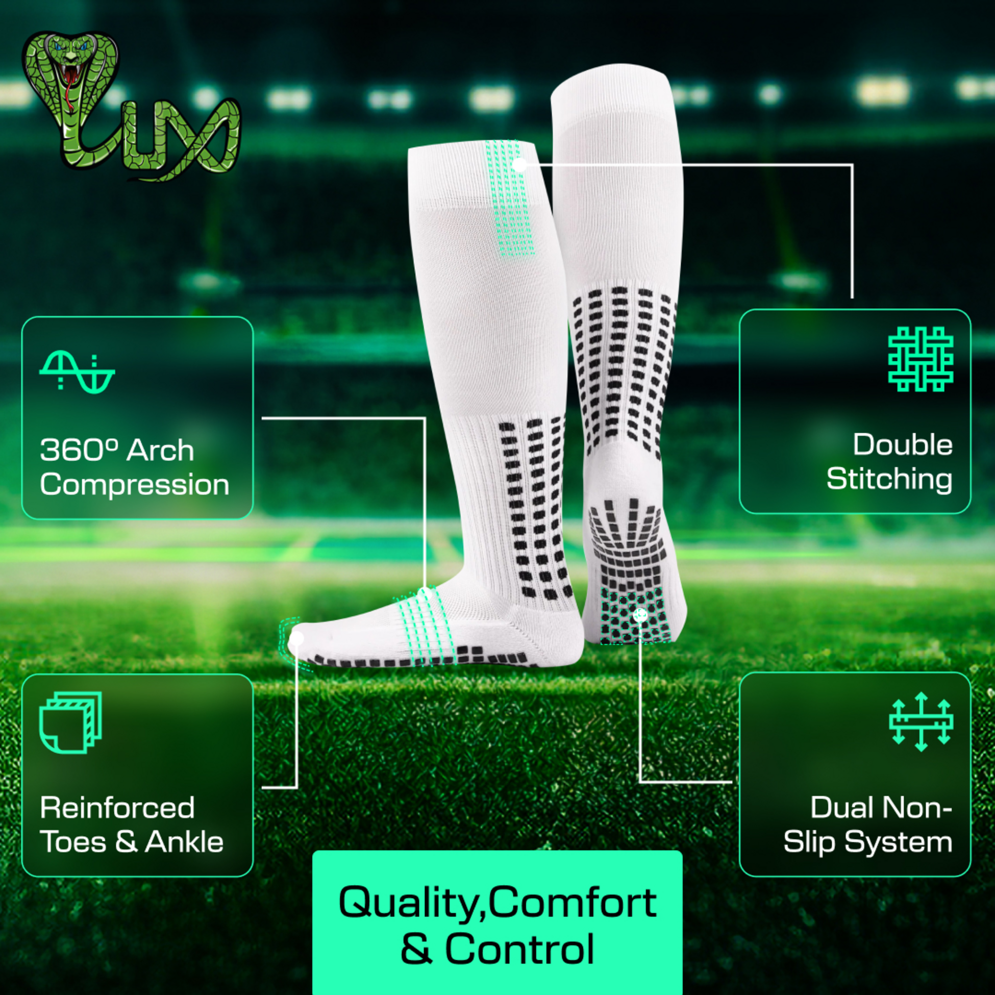 LUX SPORTS, Football Grip Sock - High
