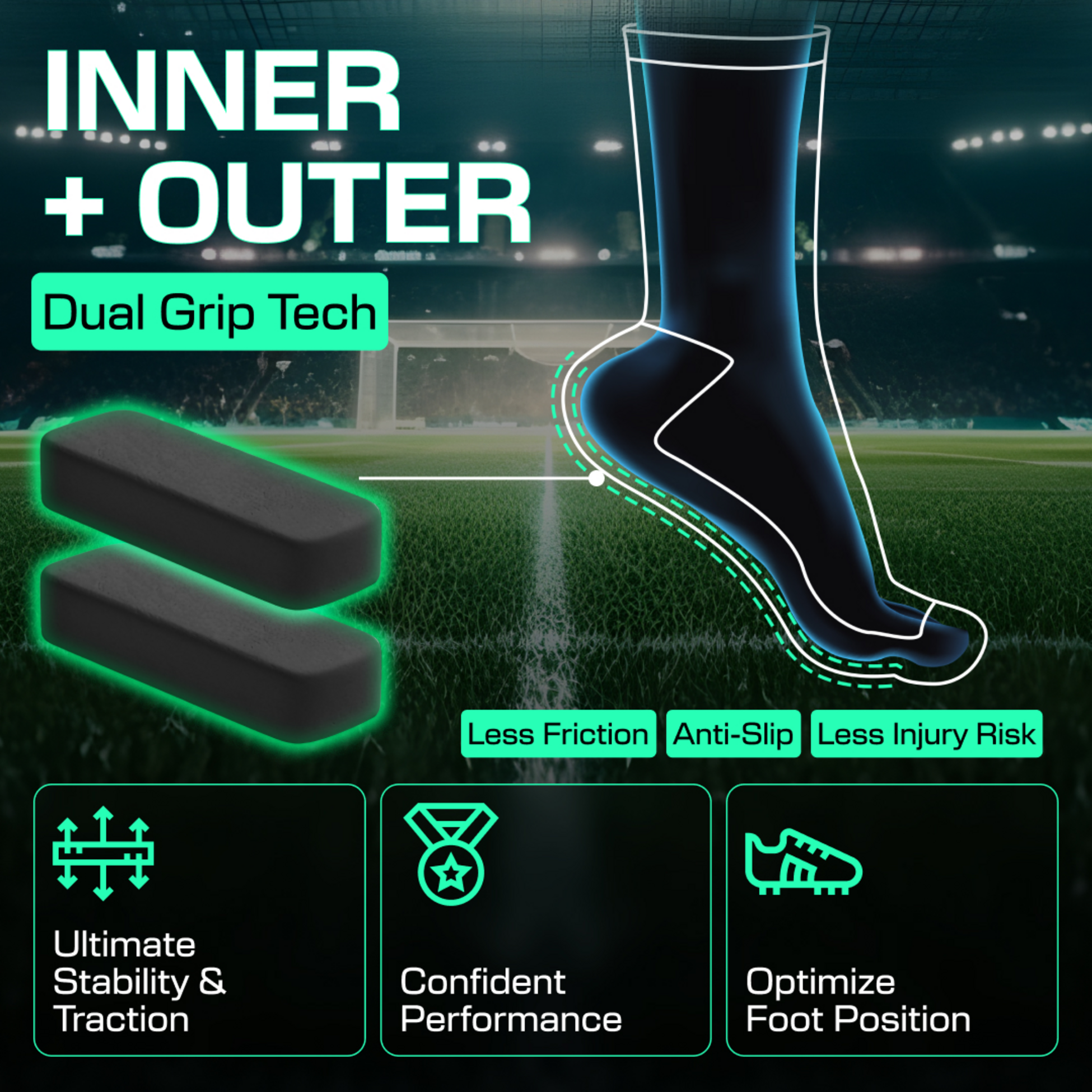 LUX SPORTS, Football Grip Sock