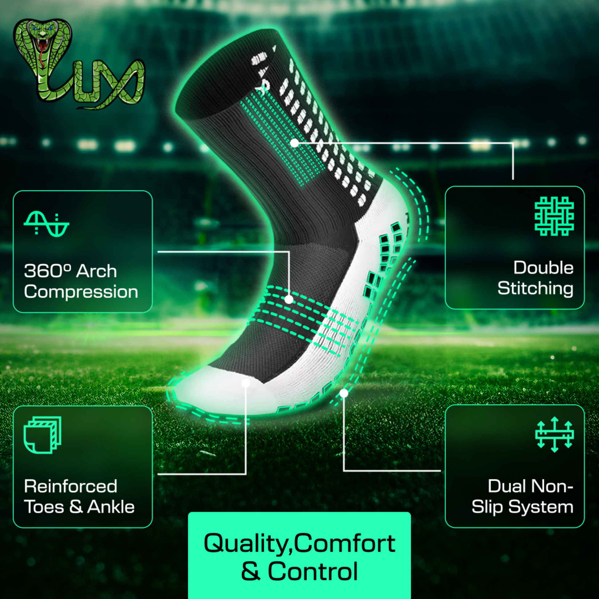 LUX SPORTS, Football Grip Sock