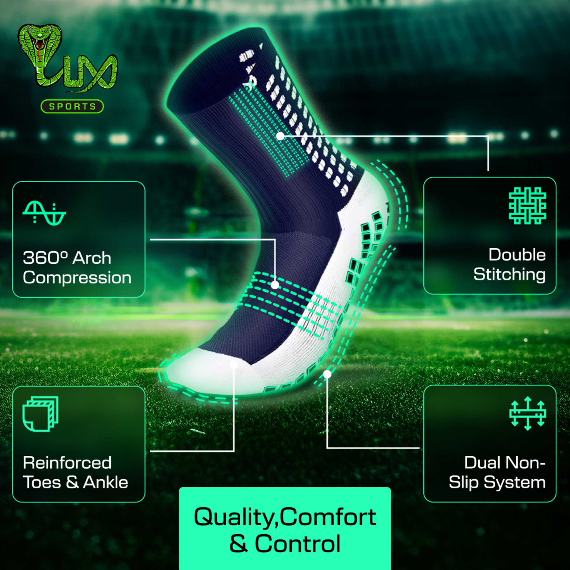LUX SPORTS, Football Grip Sock
