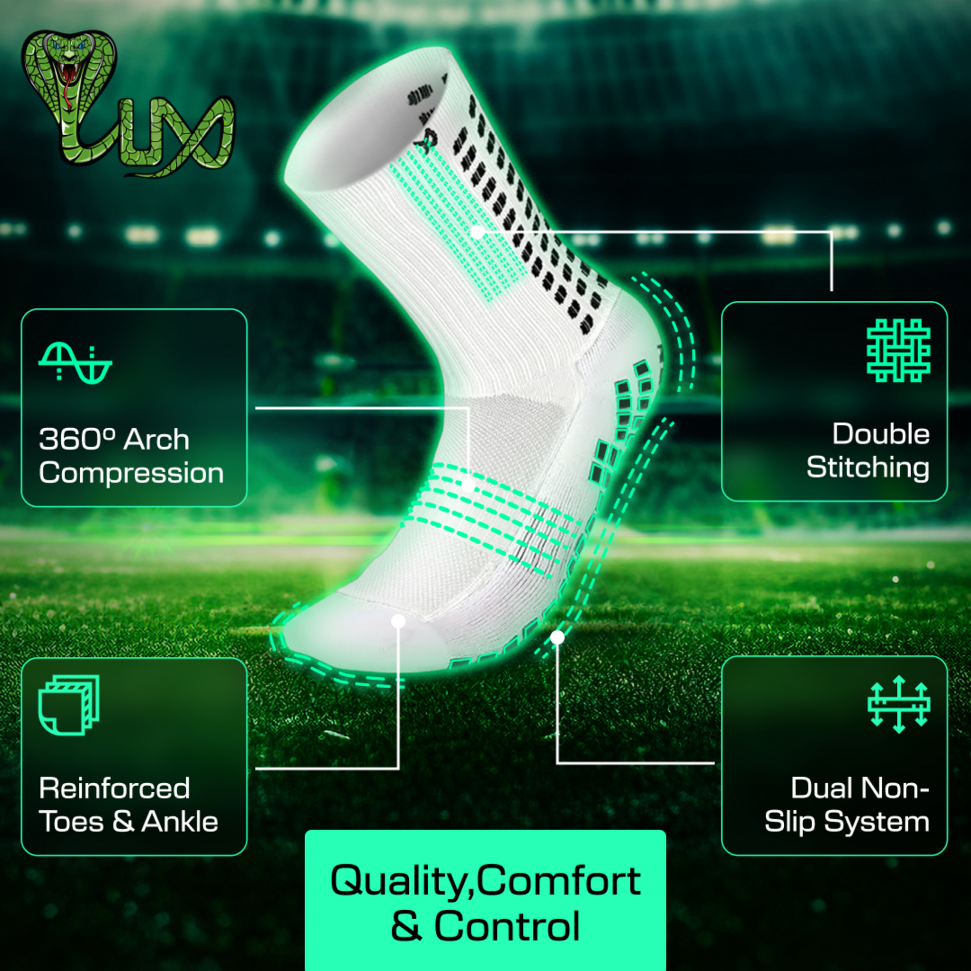 LUX SPORTS, Football Grip Sock