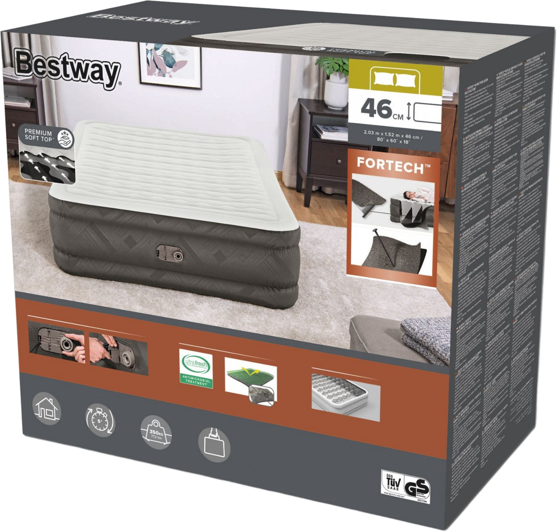 BESTWAY, Fortech Luftmadrass 2.03m X 1.52m X 46cm