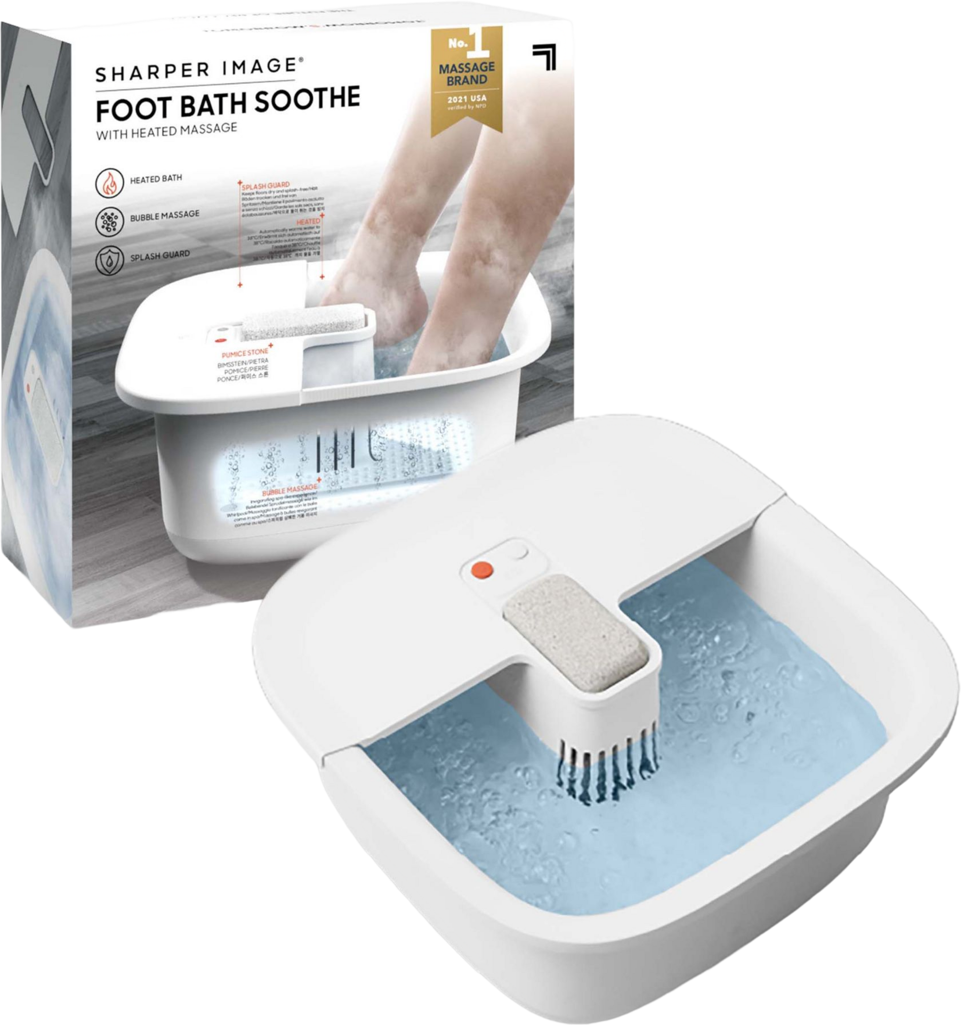 SHARPER IMAGE, Fotbad Med Massage/slipsten