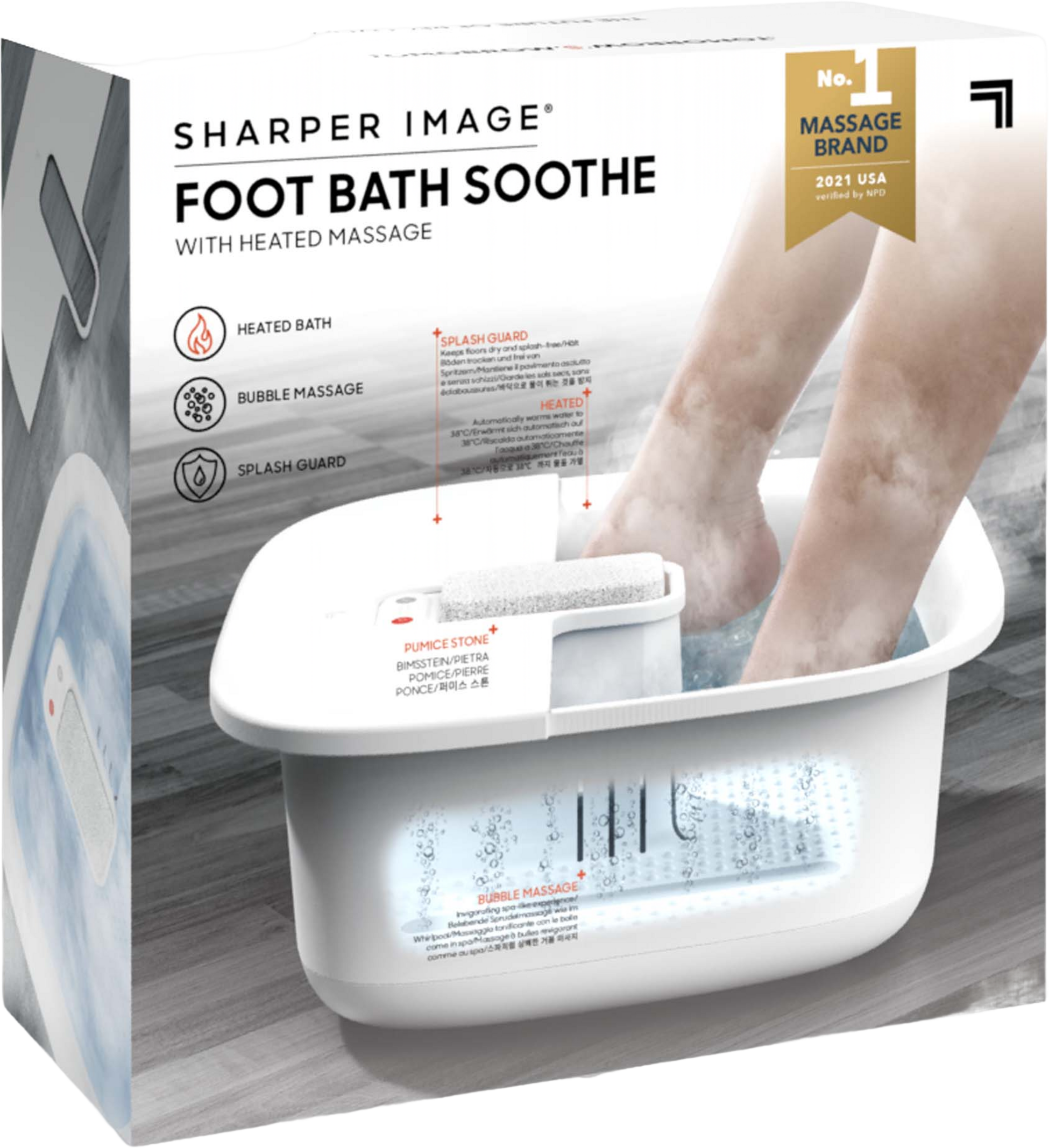 SHARPER IMAGE, Fotbad Med Massage/slipsten