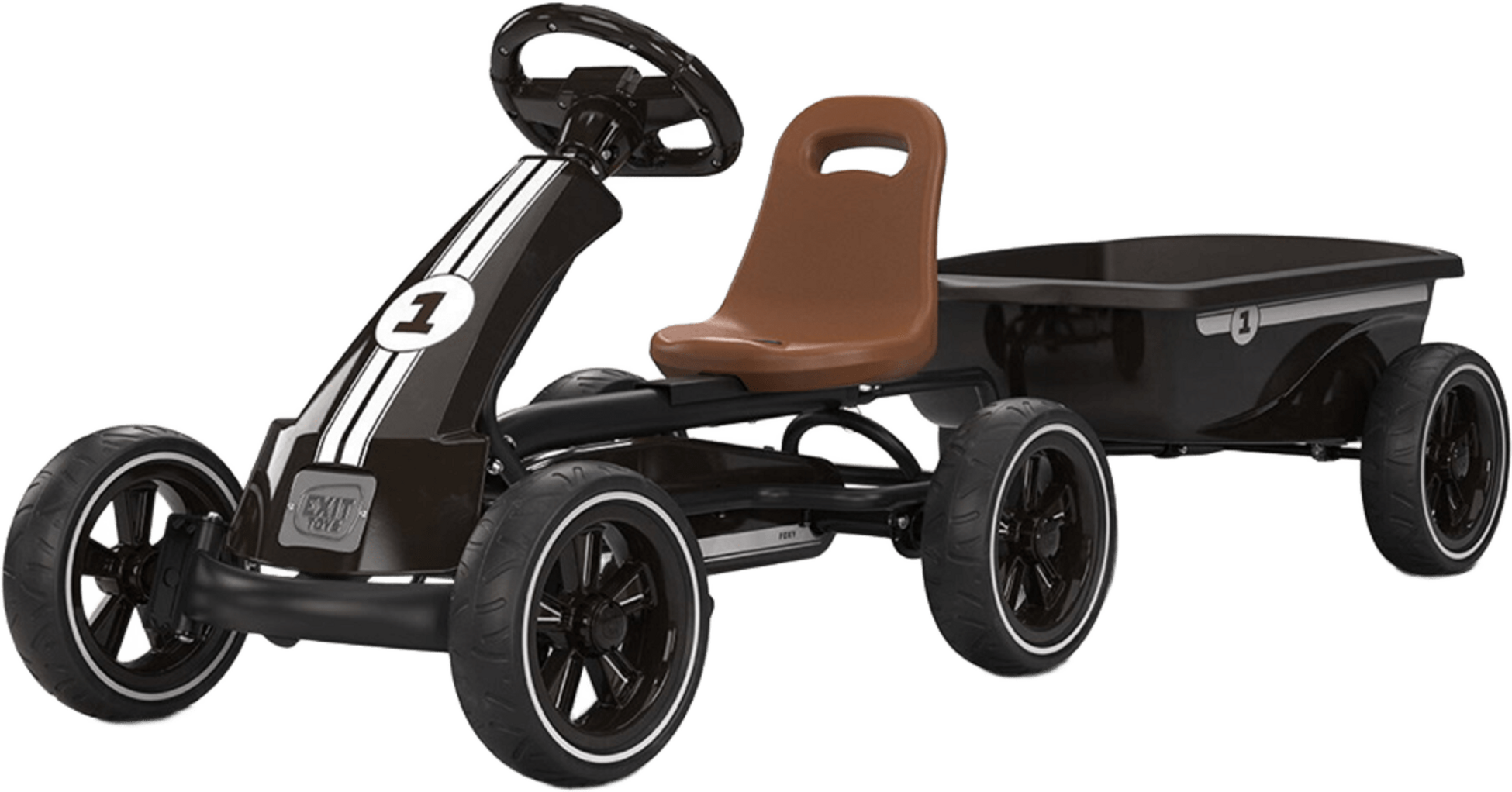 EXIT, Foxy Pedal-gokart Med Sl&auml;pvagn - Espresso Svart
