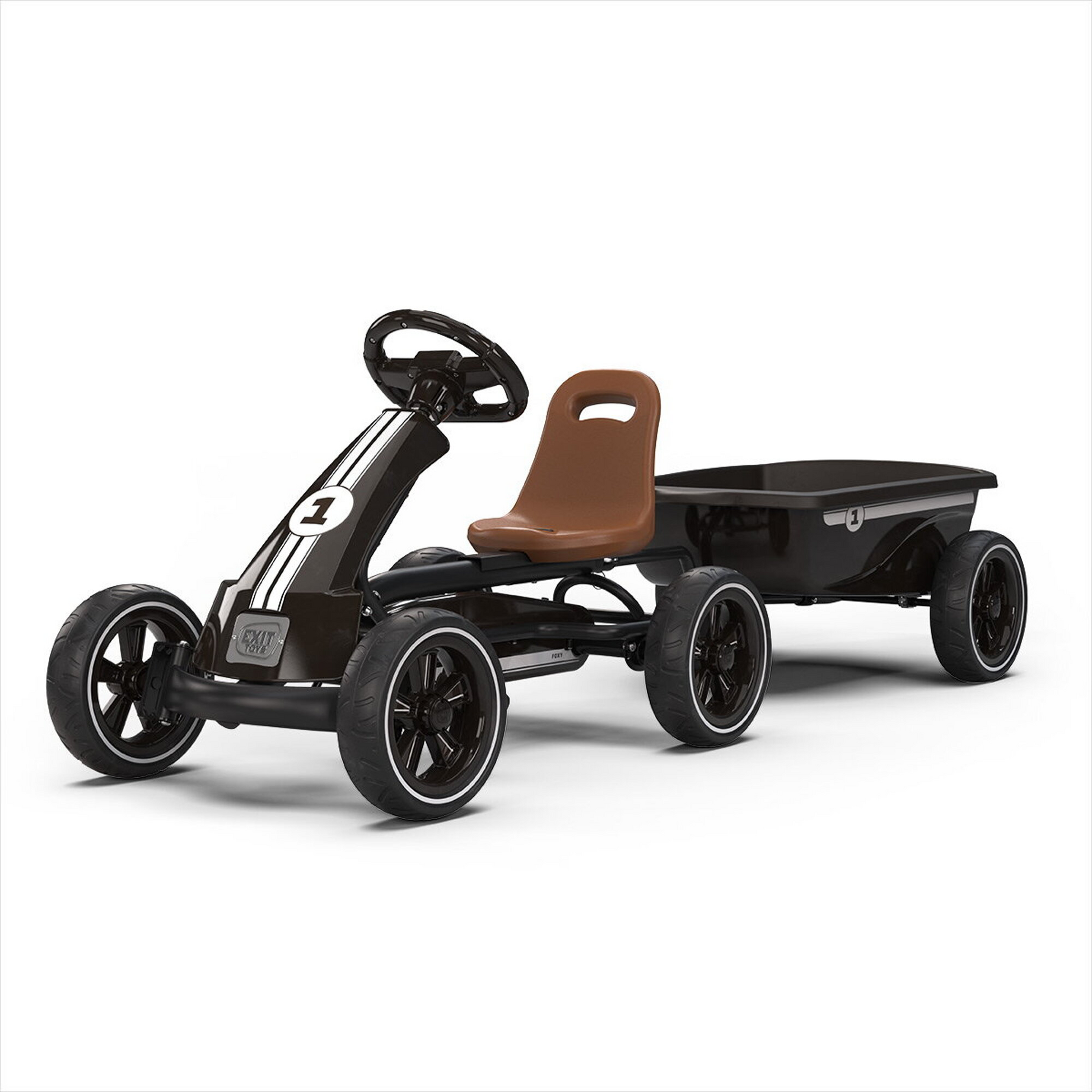 EXIT, Foxy Pedal-gokart Med Sl&auml;pvagn - Espresso Svart