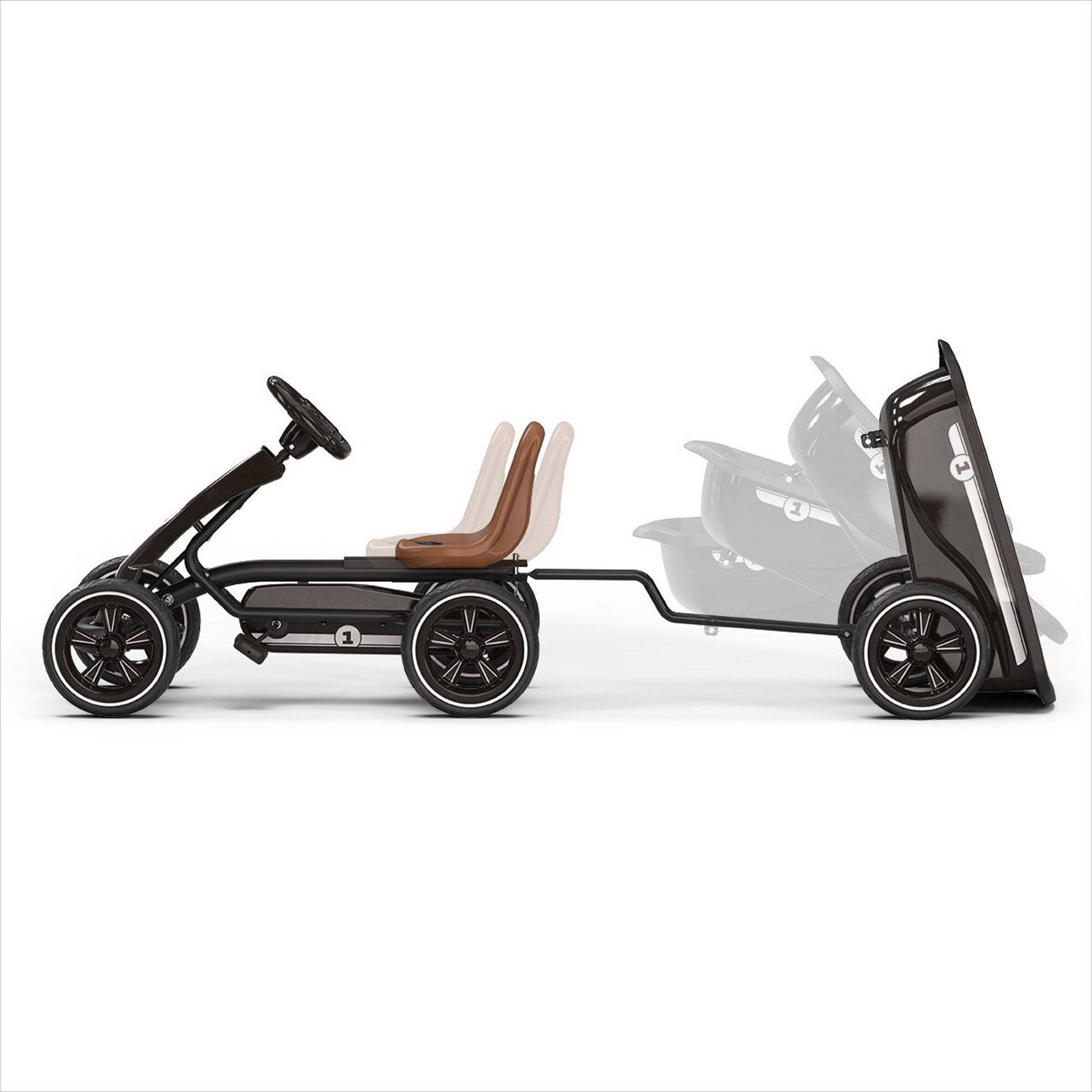 EXIT, Foxy Pedal-gokart Med Sl&auml;pvagn - Espresso Svart