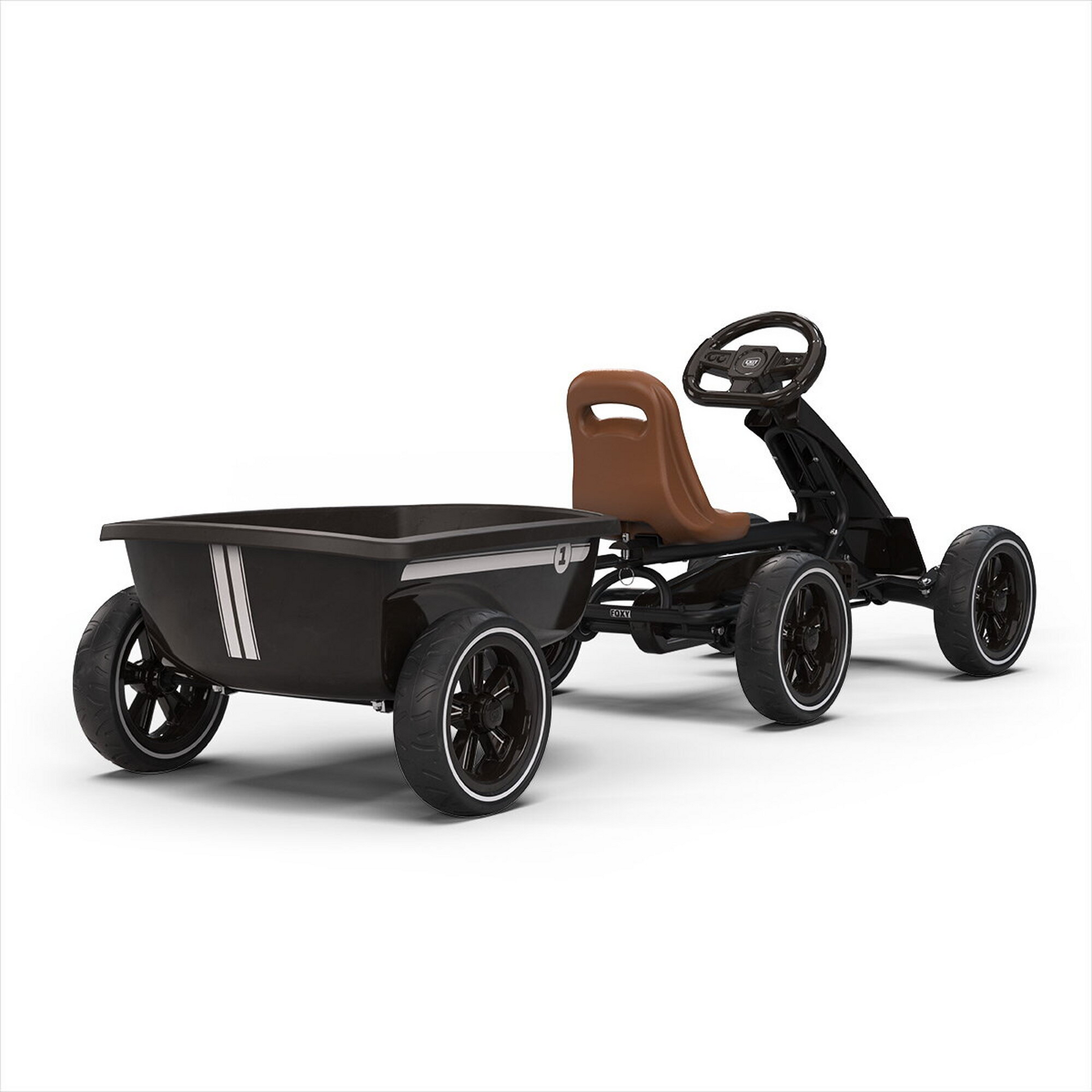 EXIT, Foxy Pedal-gokart Med Sl&auml;pvagn - Espresso Svart