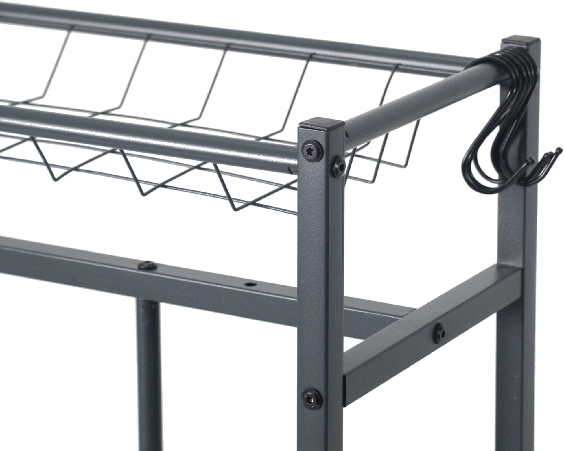 NORTHIX, Freestanding Bike Rack, Basket And 6 Hooks, Adjustable Slots