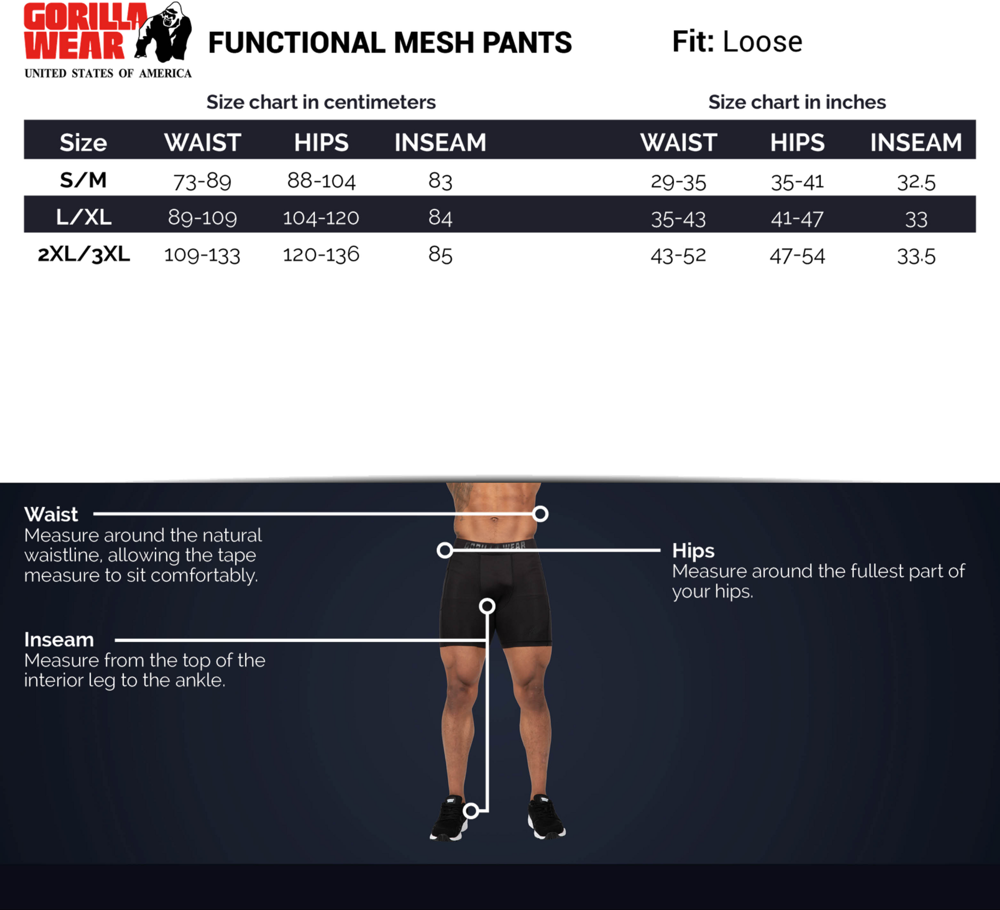 GORILLA WEAR, Functional Mesh Pants