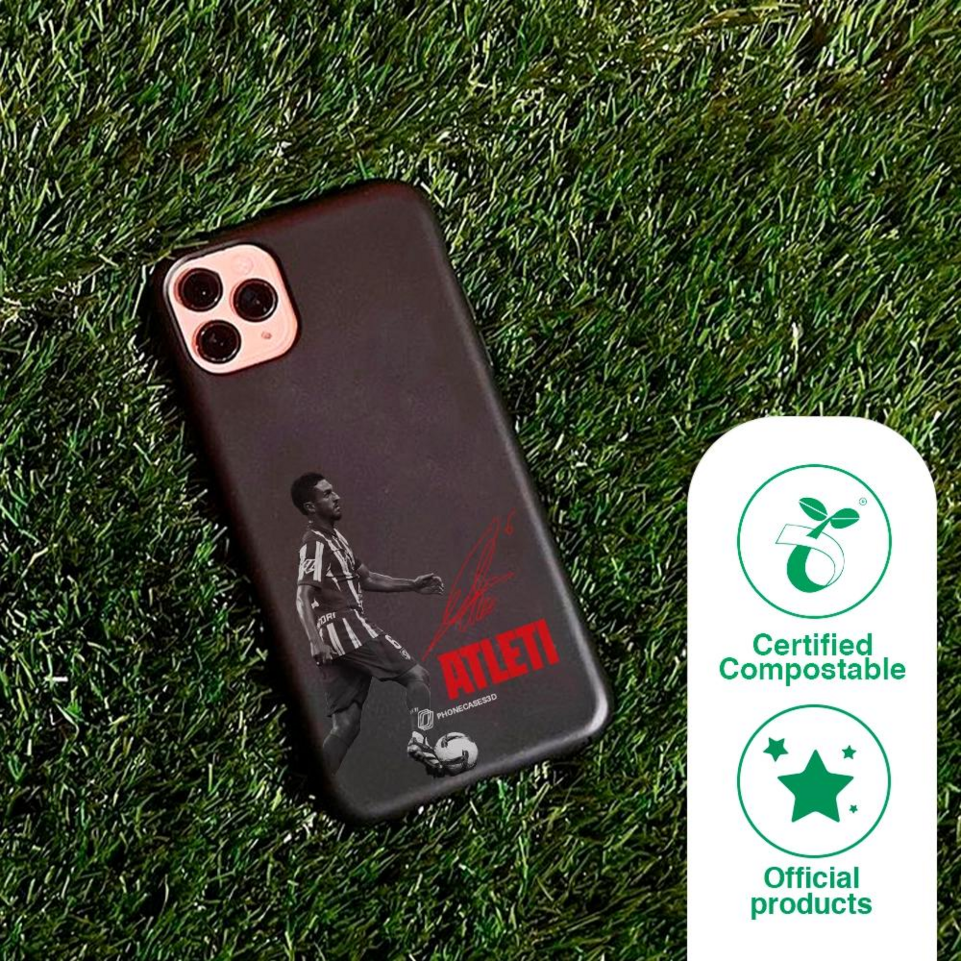PHONECASES3D, Funda M&oacute;vil Compostable Oficial Atletico Madrid Koke Firma Roja