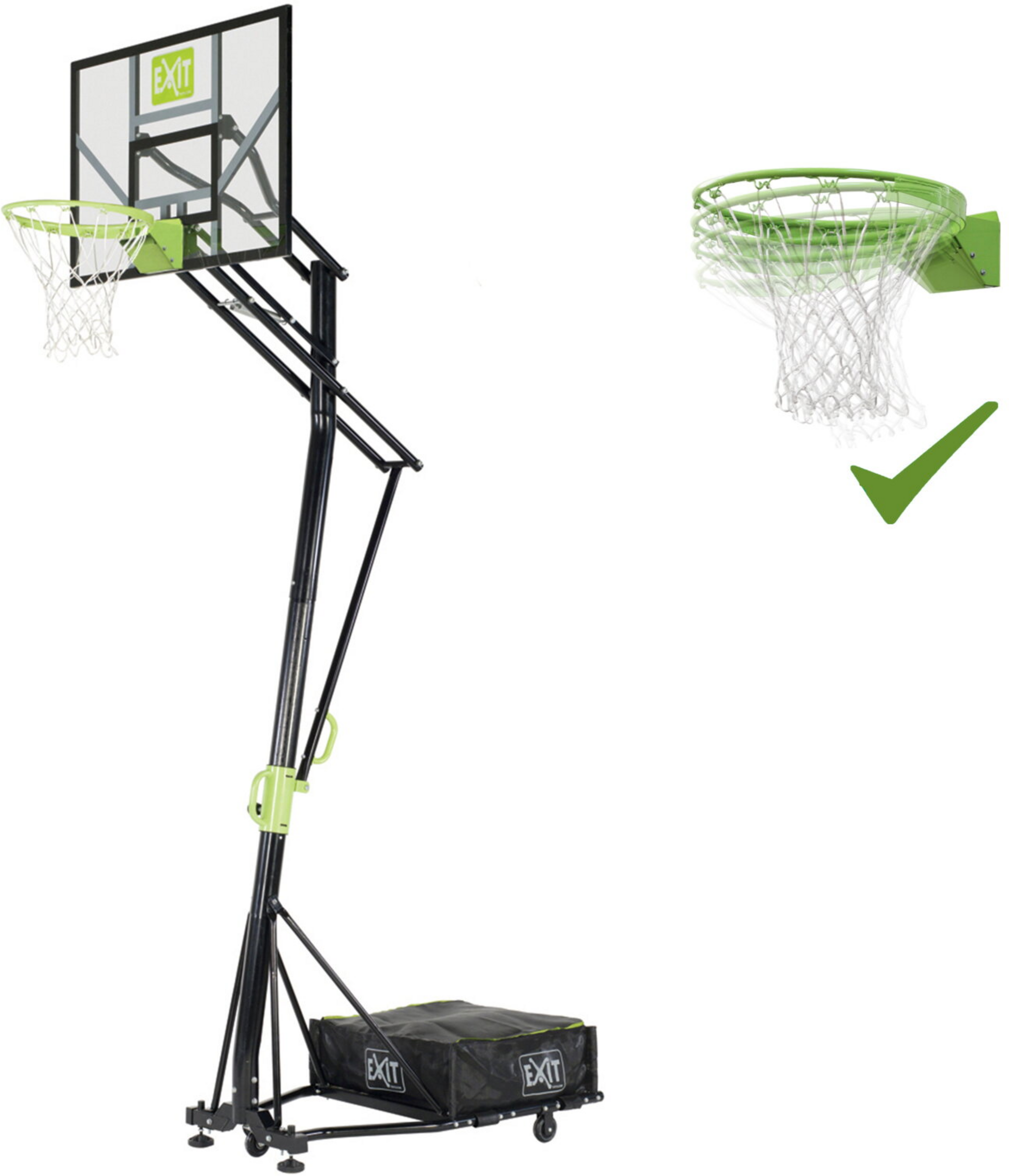 EXIT, Galaxy Portabel Basketkorg På Hjul Med Dunkring - Grön/svart