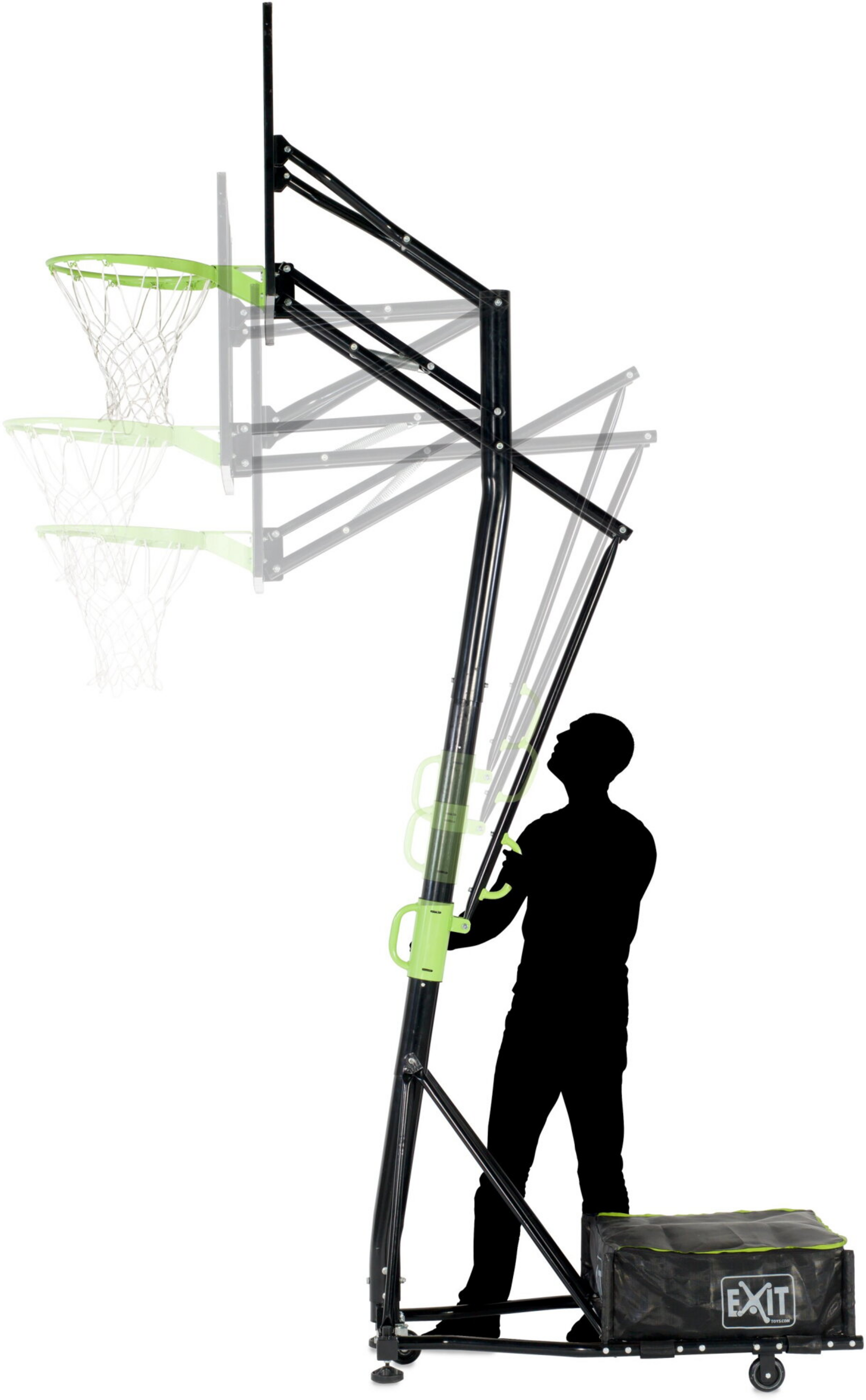 EXIT, Galaxy Portabel Basketkorg På Hjul Med Dunkring - Grön/svart