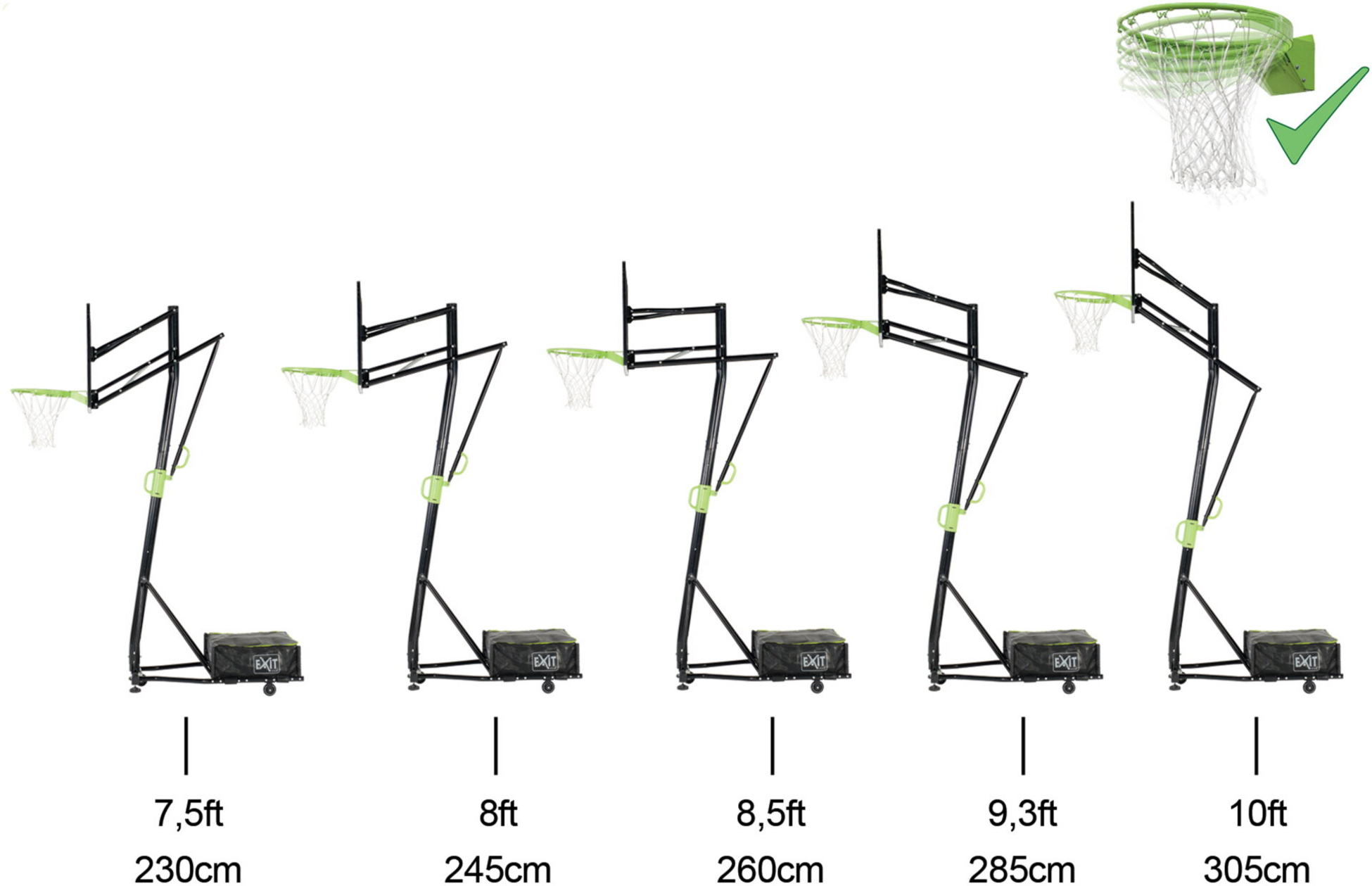 EXIT, Galaxy Portabel Basketkorg P&aring; Hjul Med Dunkring