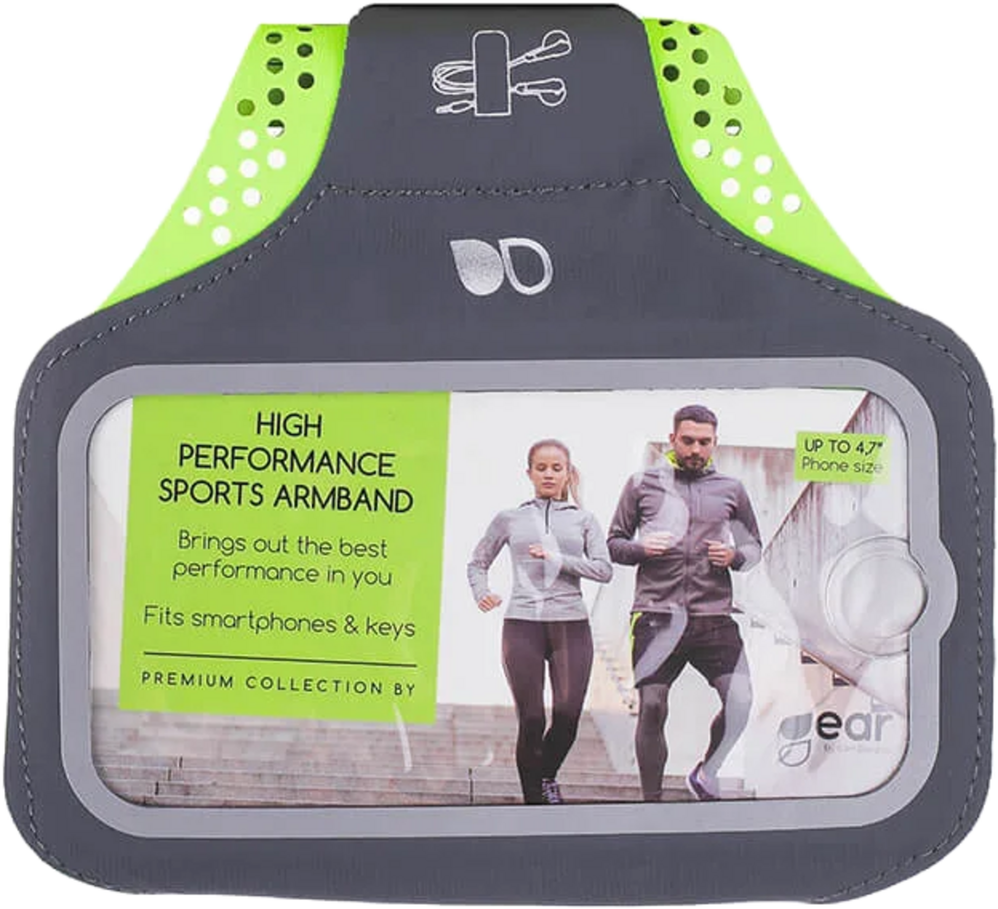 GEAR AID, Gear Sportarmband Premium Universal Small 5" Grå/gul