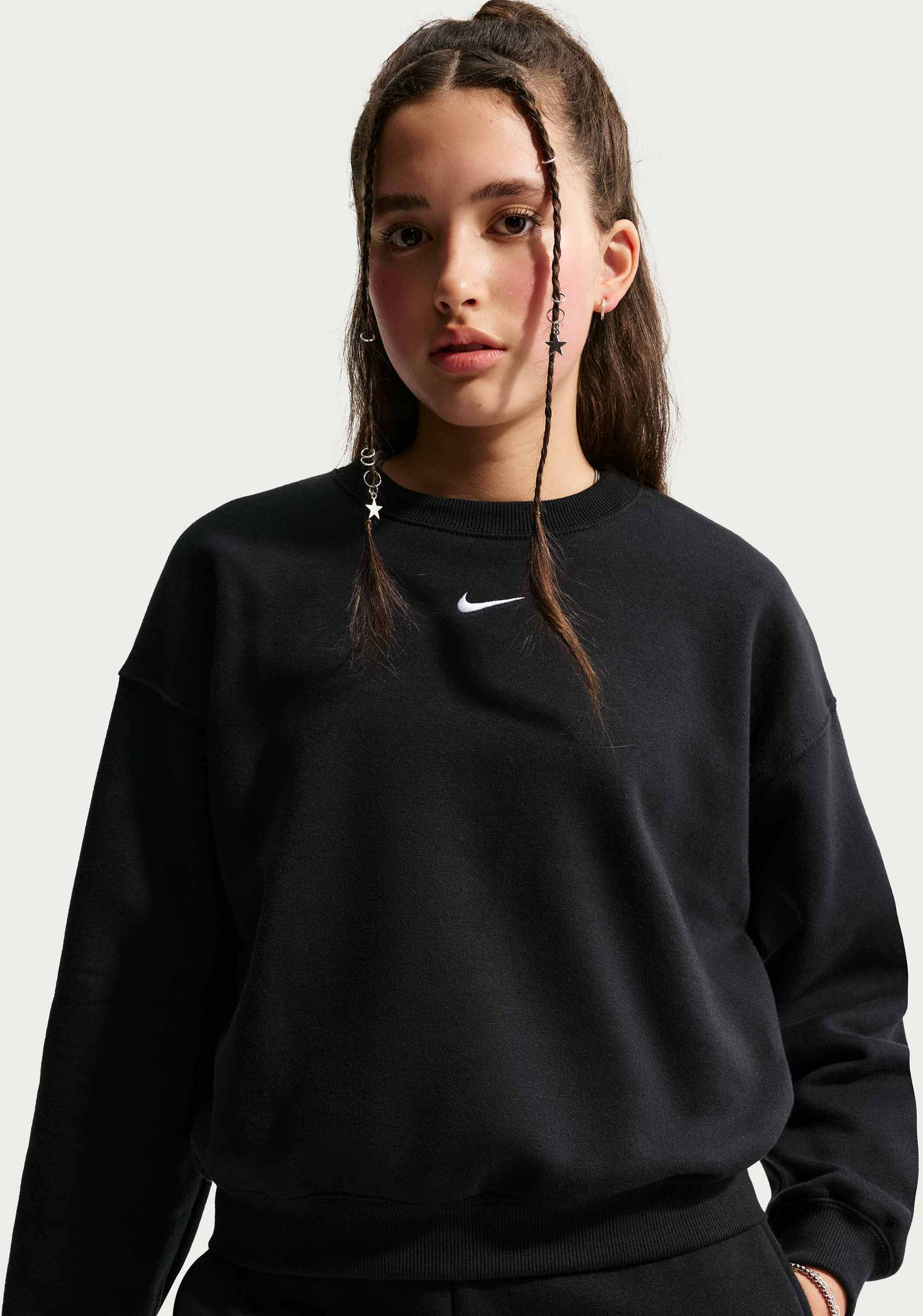 NIKE, Girls' Boxy Fleece Crew Neck Sportswear Studio