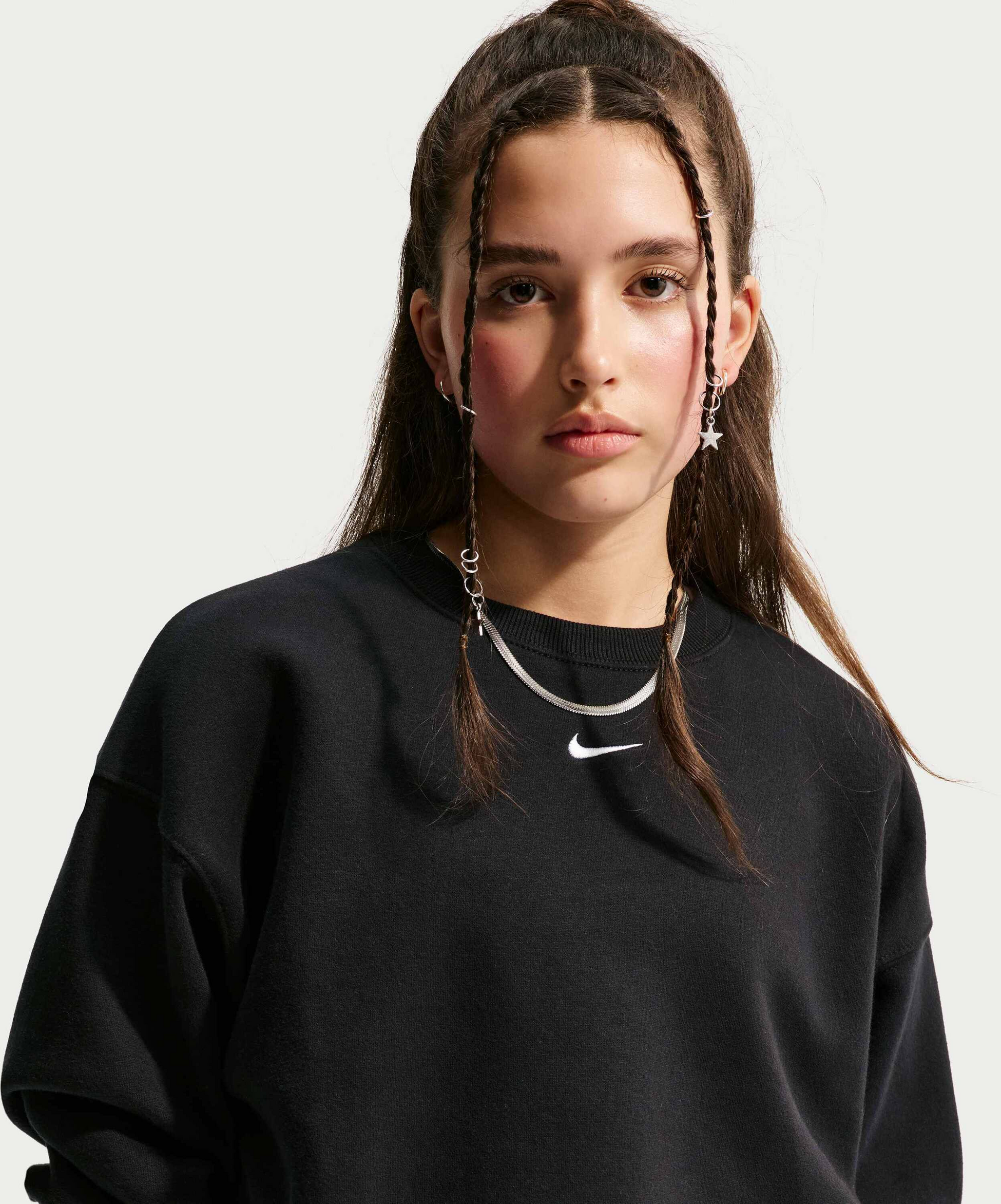 NIKE, Girls' Boxy Fleece Crew Neck Sportswear Studio
