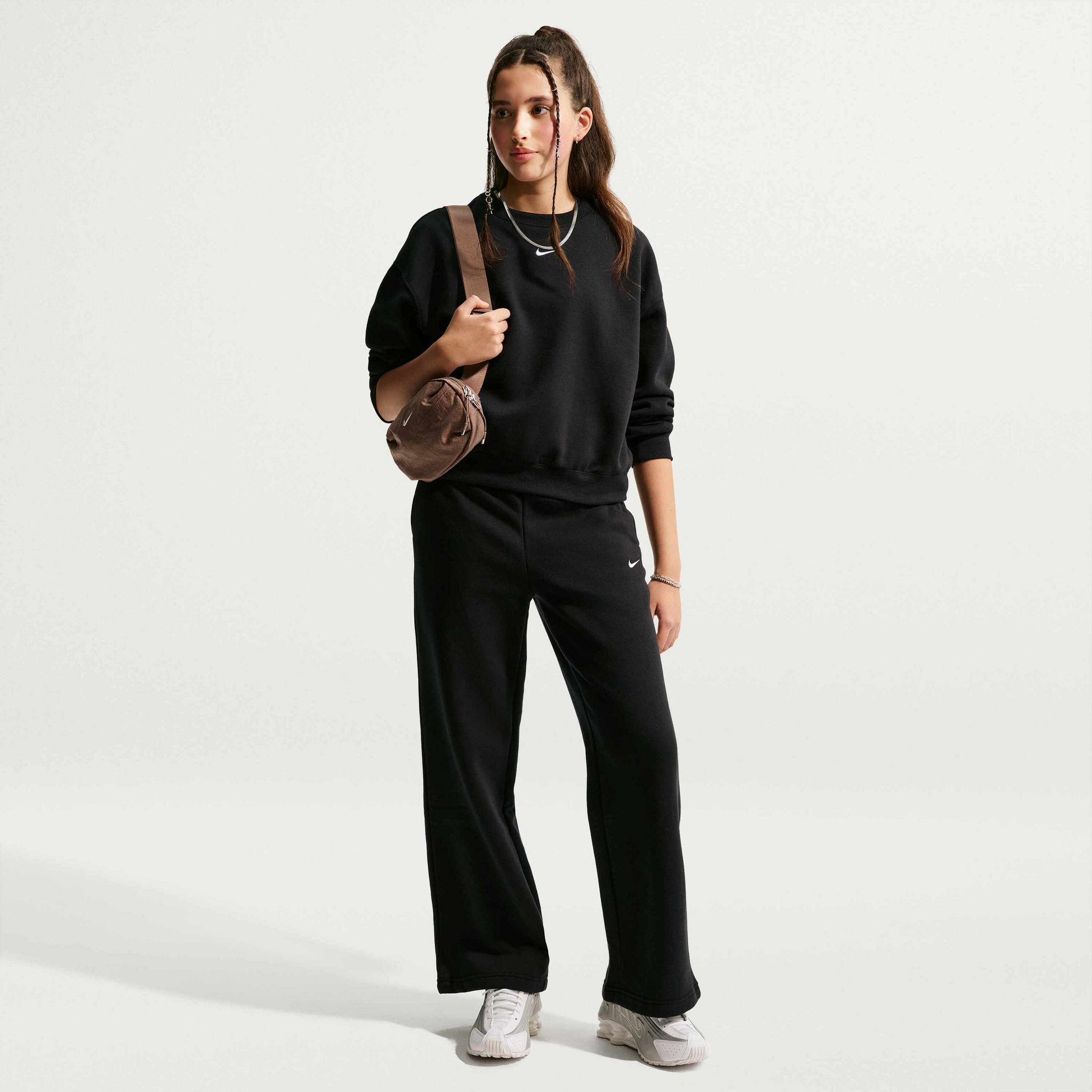 NIKE, Girls' Boxy Fleece Crew Neck Sportswear Studio