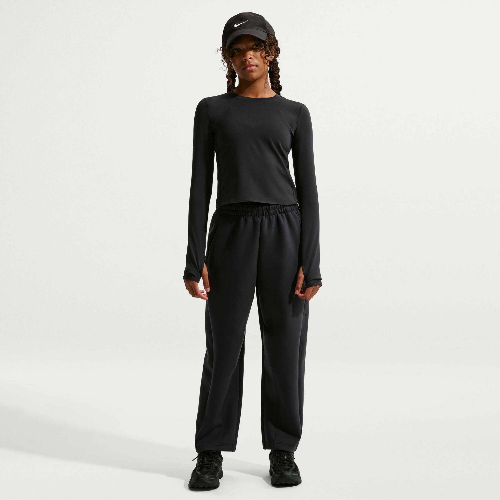NIKE, Girls' Dri-fit Ribbed Long-sleeve Top Mavn