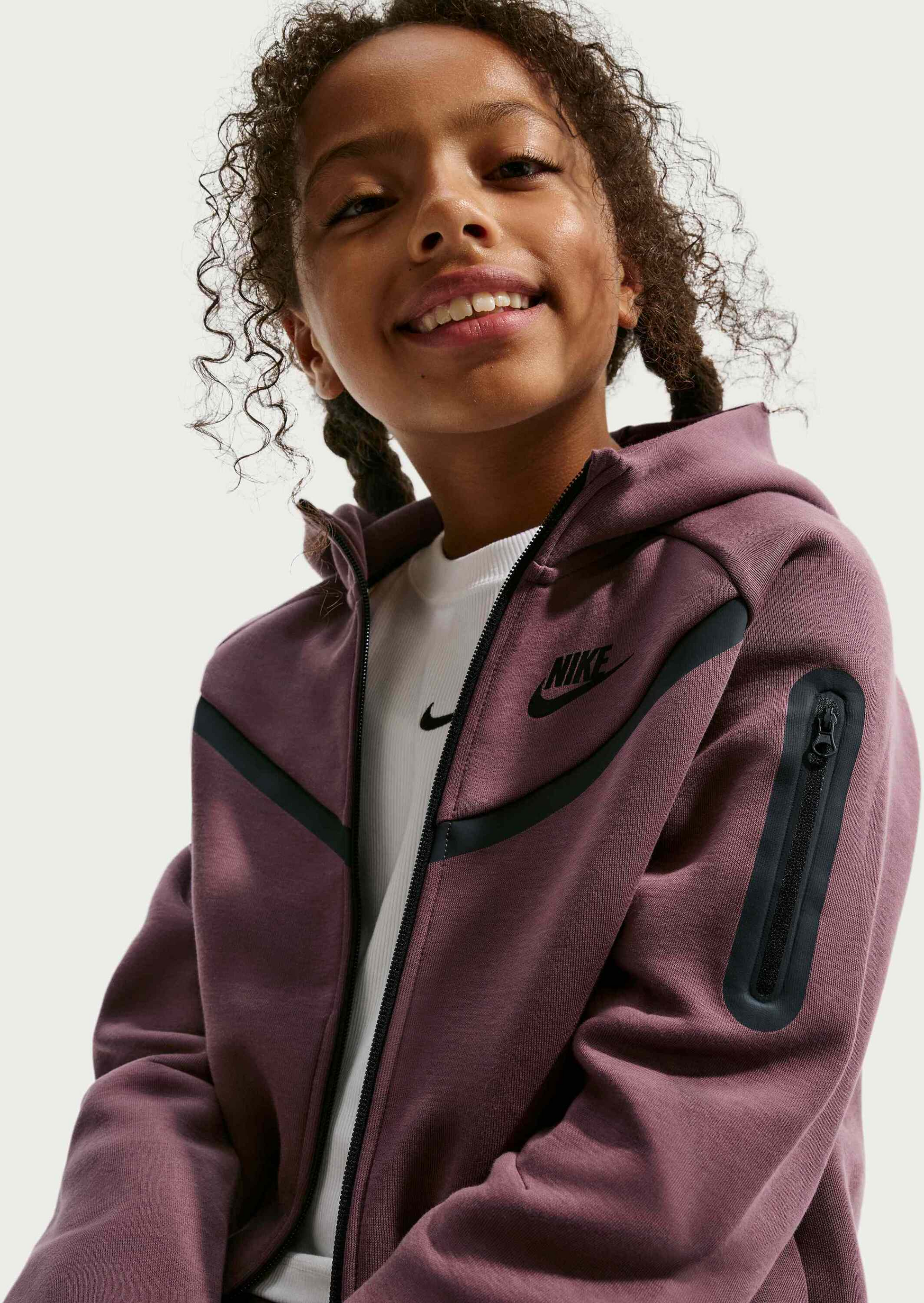 NIKE, Girls' Full-zip Hoodie Sportswear Tech Fleece