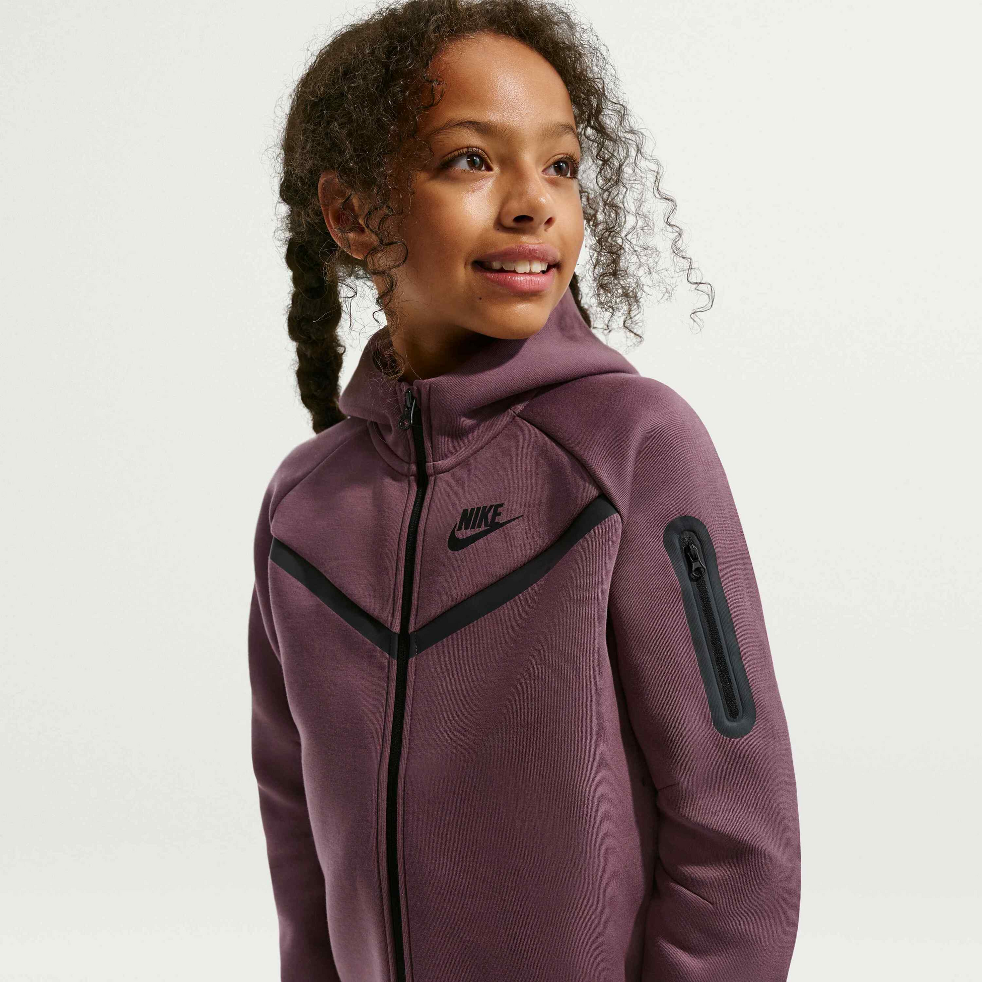 NIKE, Girls' Full-zip Hoodie Sportswear Tech Fleece