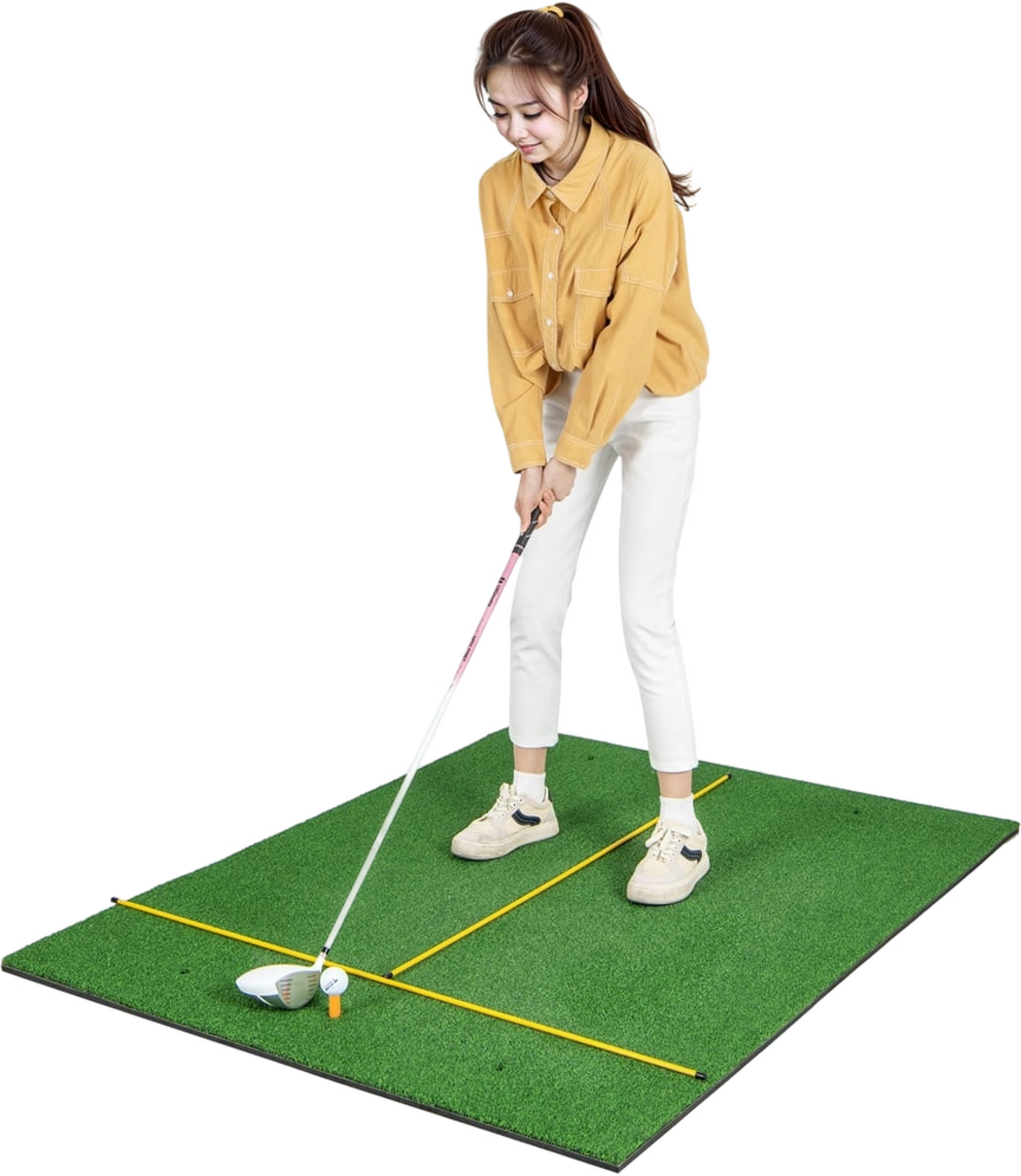 NORTHIX, Golf Hitting Mat 2 Rubber Tees  2 Alignment Rods  6 Tee Positions 152 X 117 Cm Thickness 32 Mm