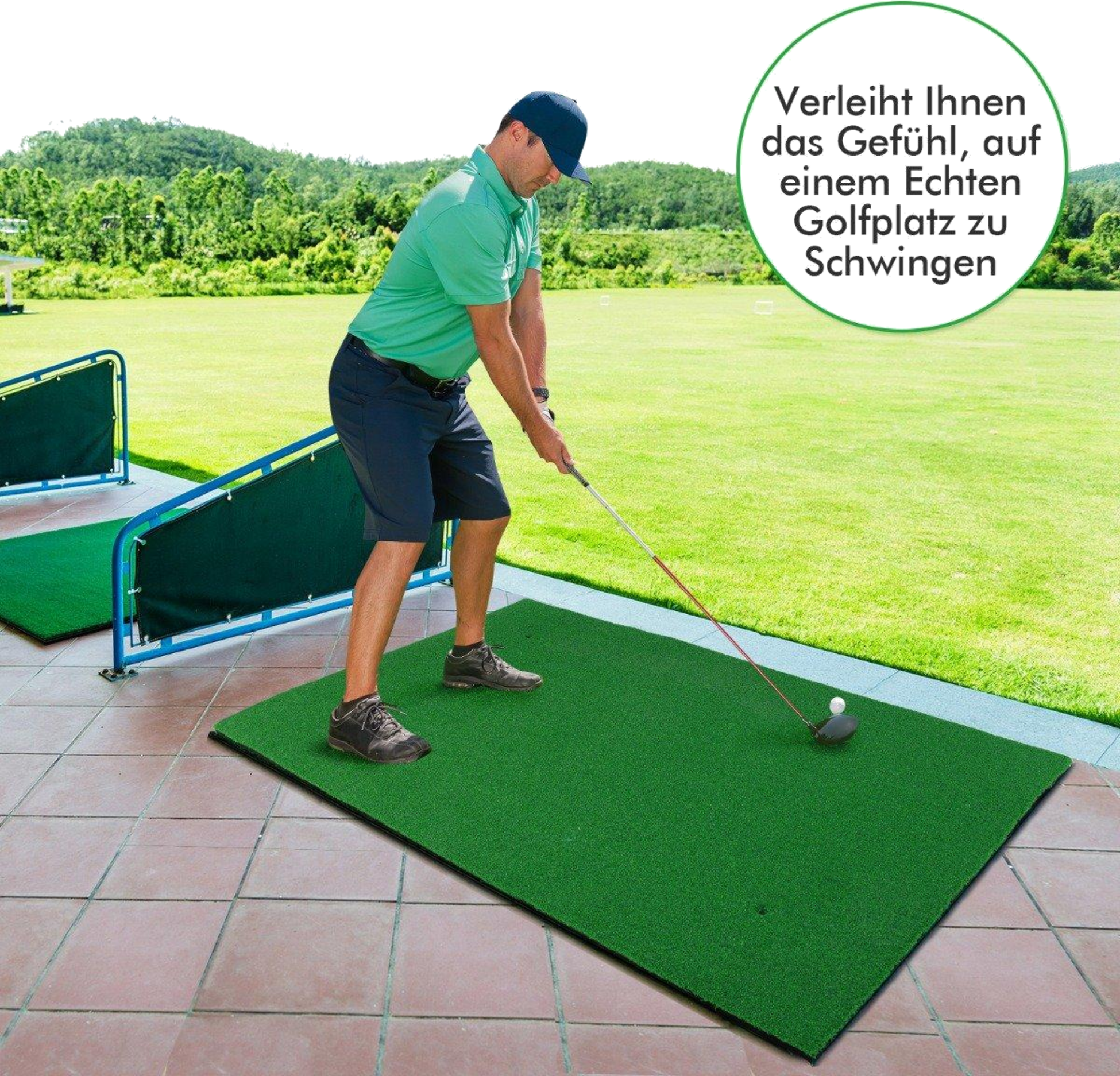 NORTHIX, Golf Hitting Mat Standard Golf Practice Mat With Real Feel 1.5 X 1m Green