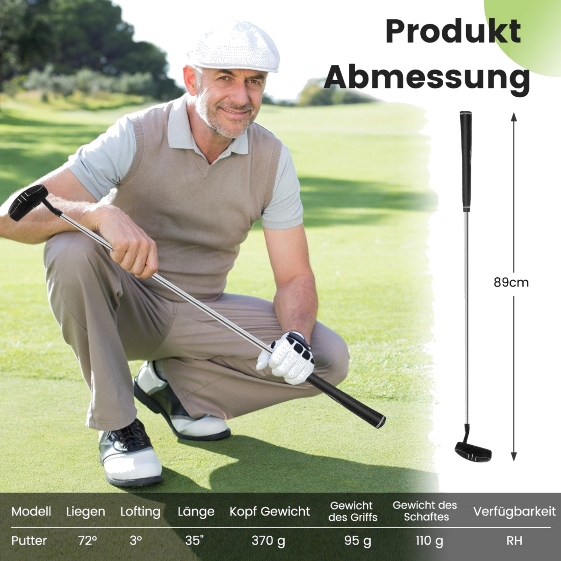 B2X, Golf Putter 89 Cm Stainless Steel Mallet Putter With Stainless Steel Head  Non-slip Grip