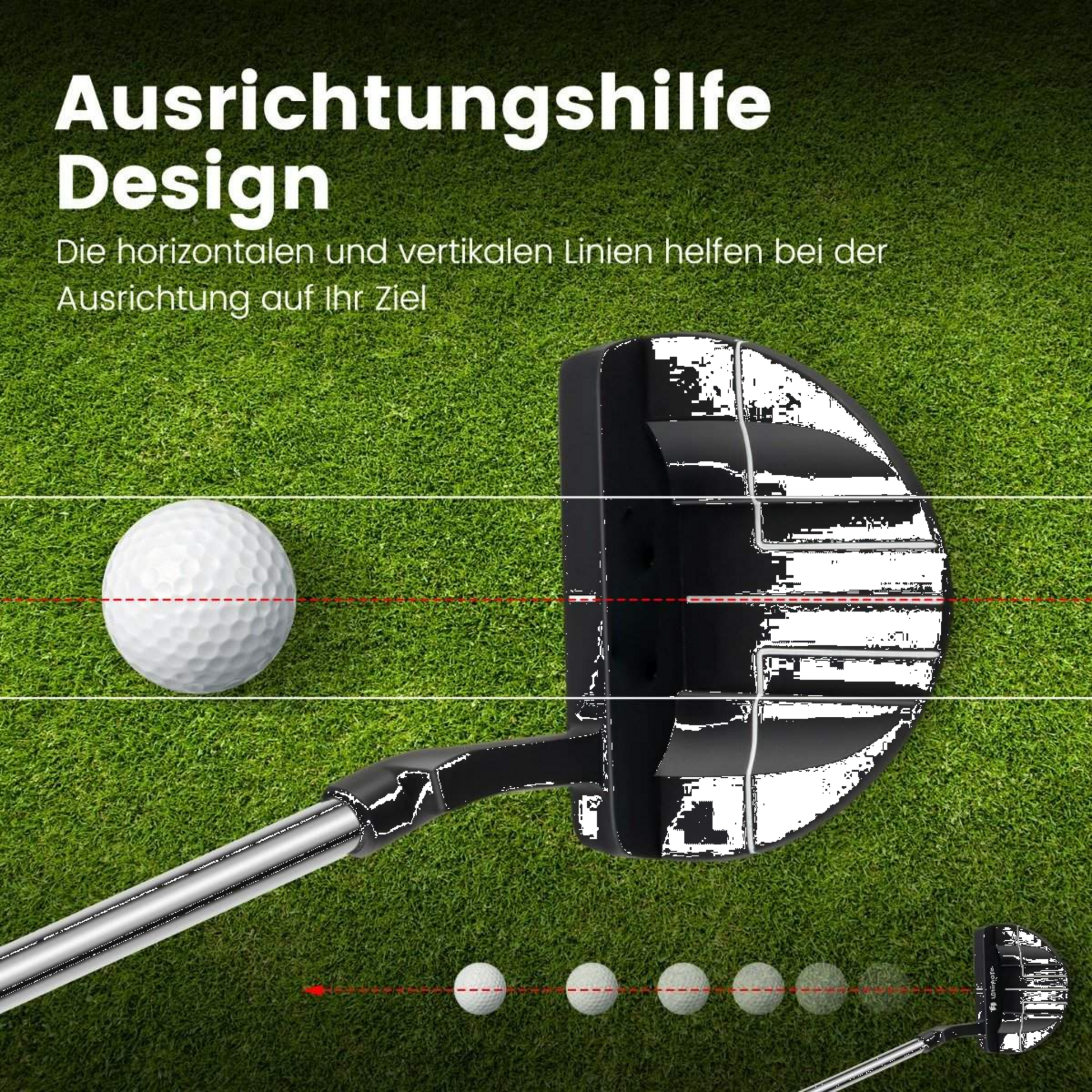 B2X, Golf Putter 89 Cm Stainless Steel Mallet Putter With Stainless Steel Head  Non-slip Grip