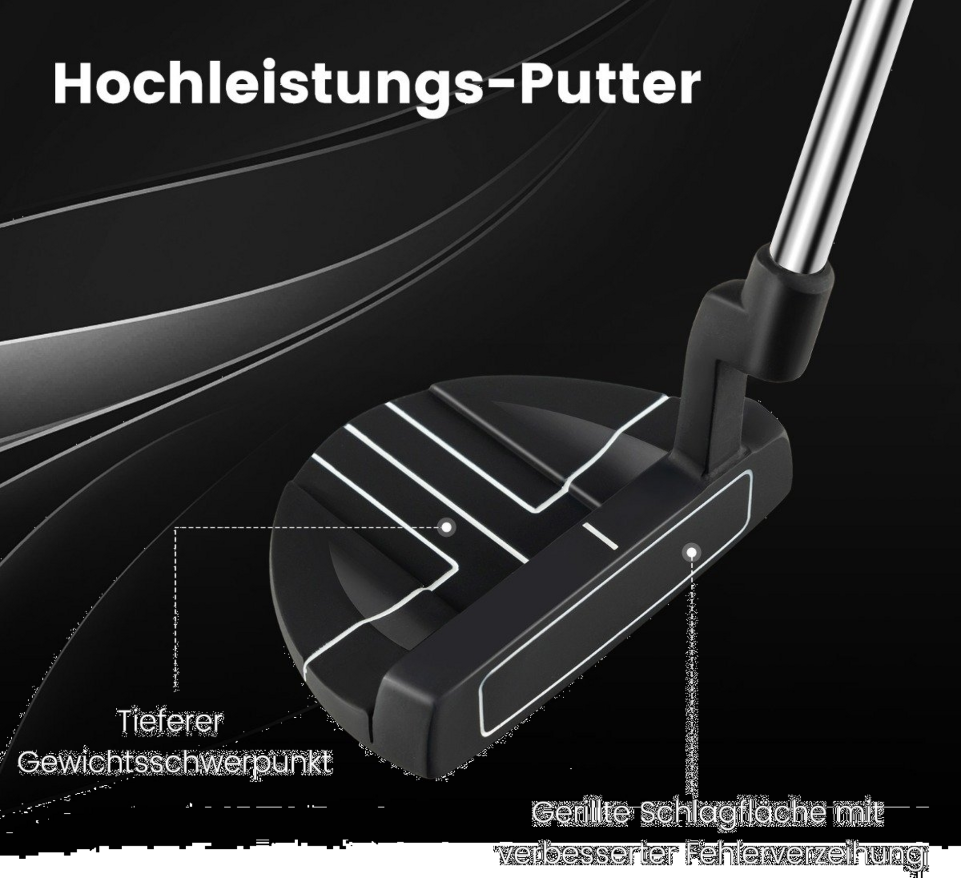 B2X, Golf Putter 89 Cm Stainless Steel Mallet Putter With Stainless Steel Head  Non-slip Grip