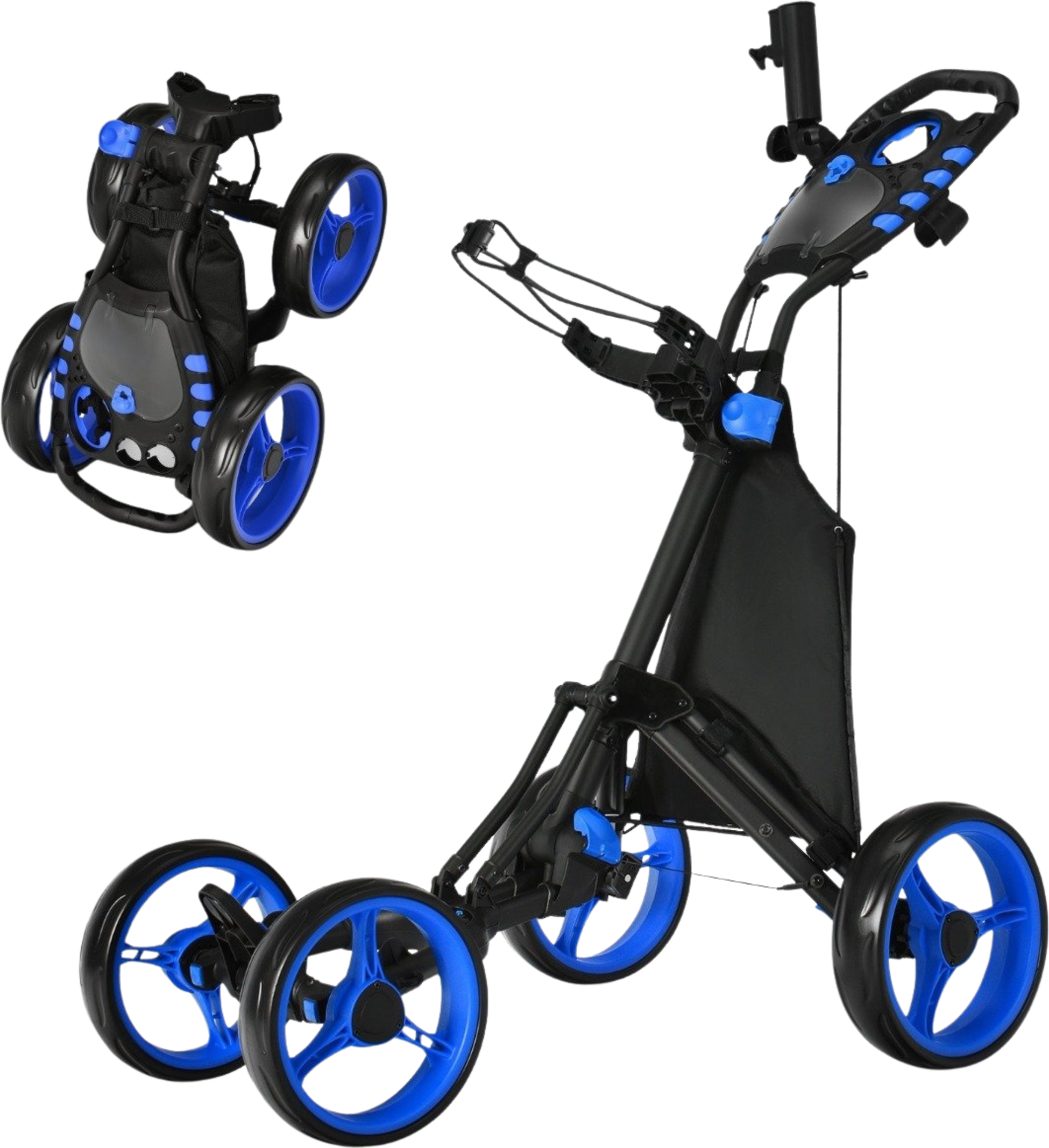 NORTHIX, Golf Trolley 4 Wheel Golf Trolley Golf Cart Golf Folding Golf Caddy Golf Push Cart Made Of Aluminum