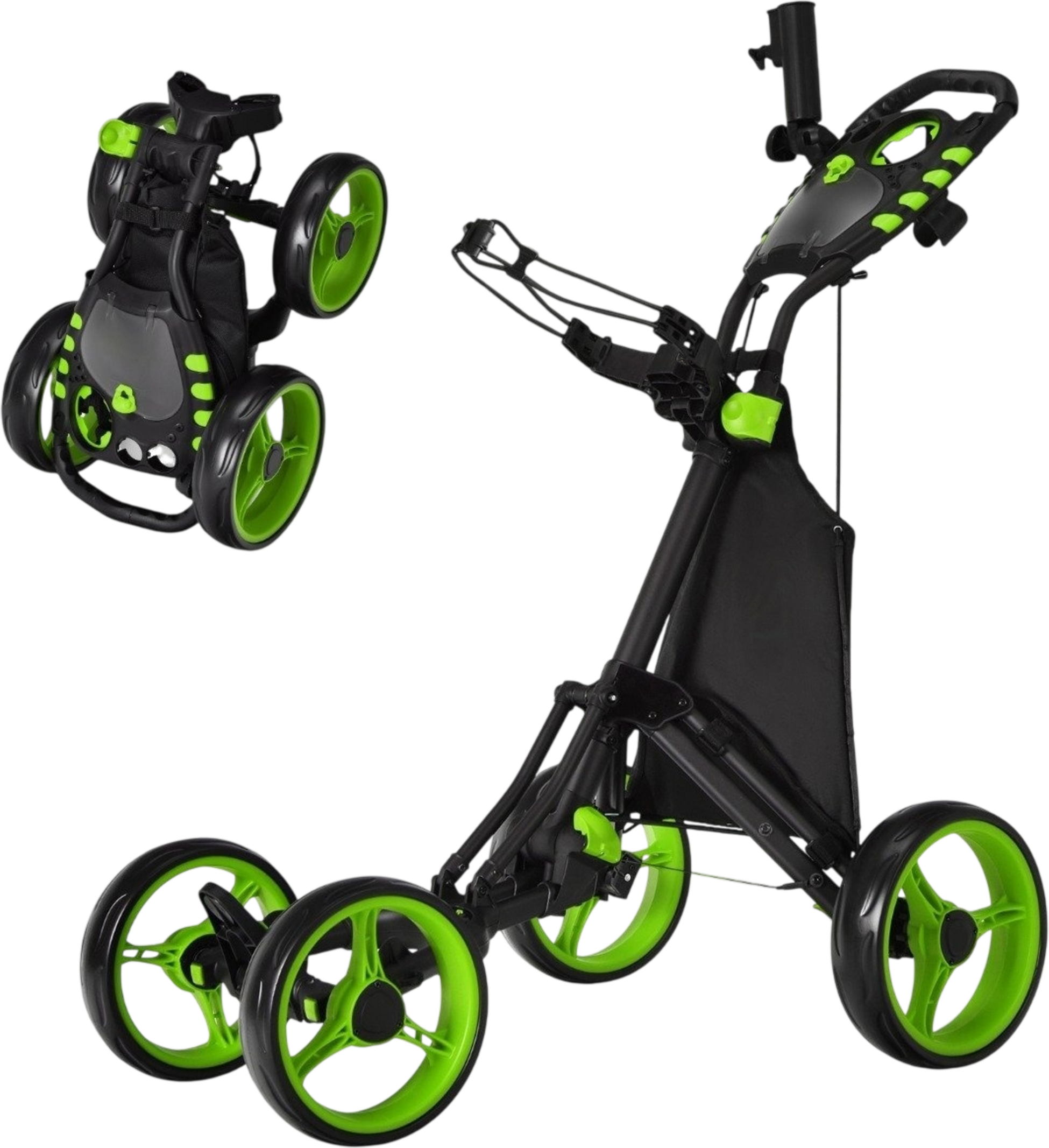 NORTHIX, Golf Trolley 4 Wheel Golf Trolley Golf Cart Golf Folding Golf Caddy Golf Push Cart Made Of Aluminum