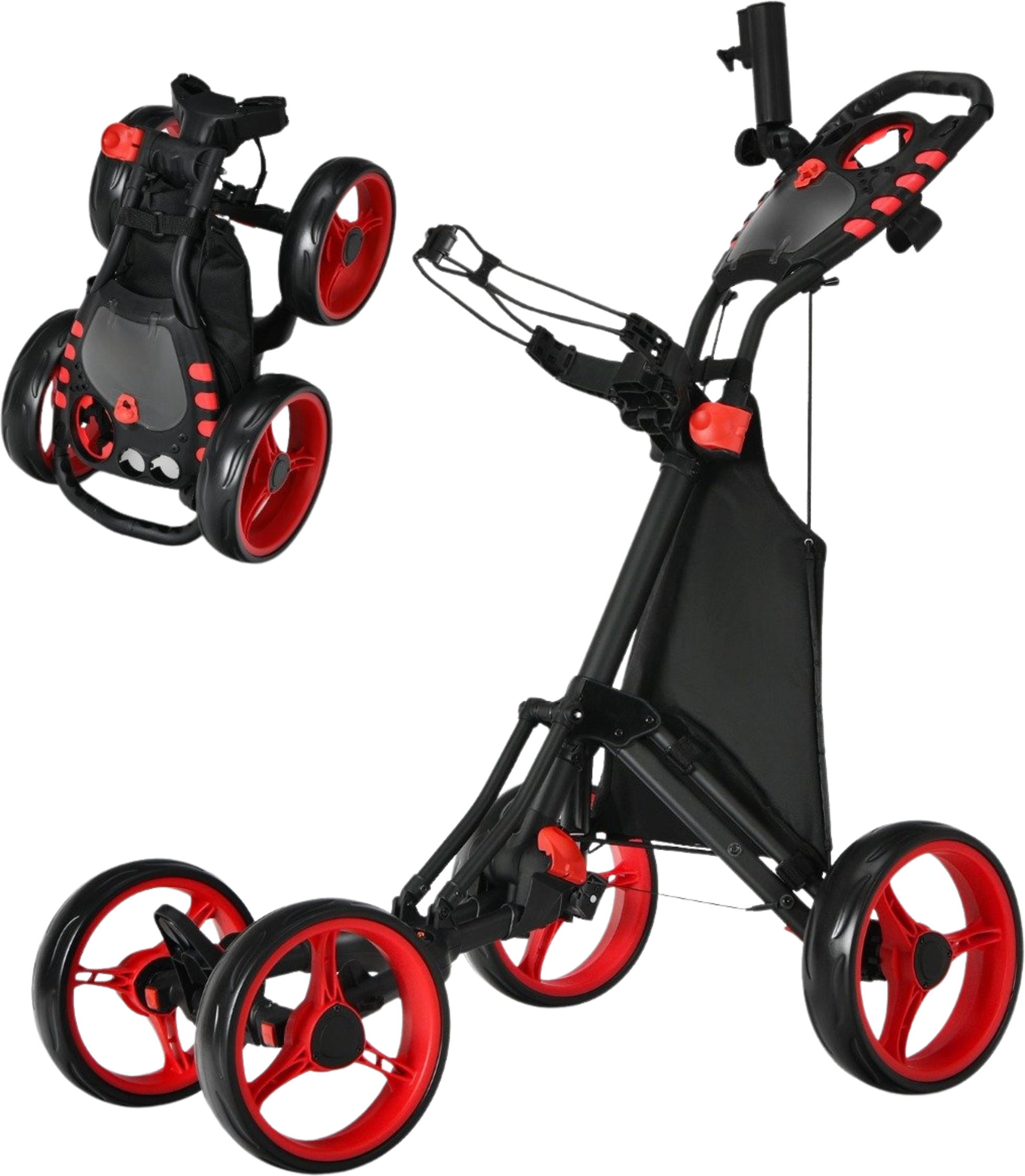 NORTHIX, Golf Trolley 4 Wheel Golf Trolley Golf Cart Golf Folding Golf Caddy Golf Push Cart Made Of Aluminum