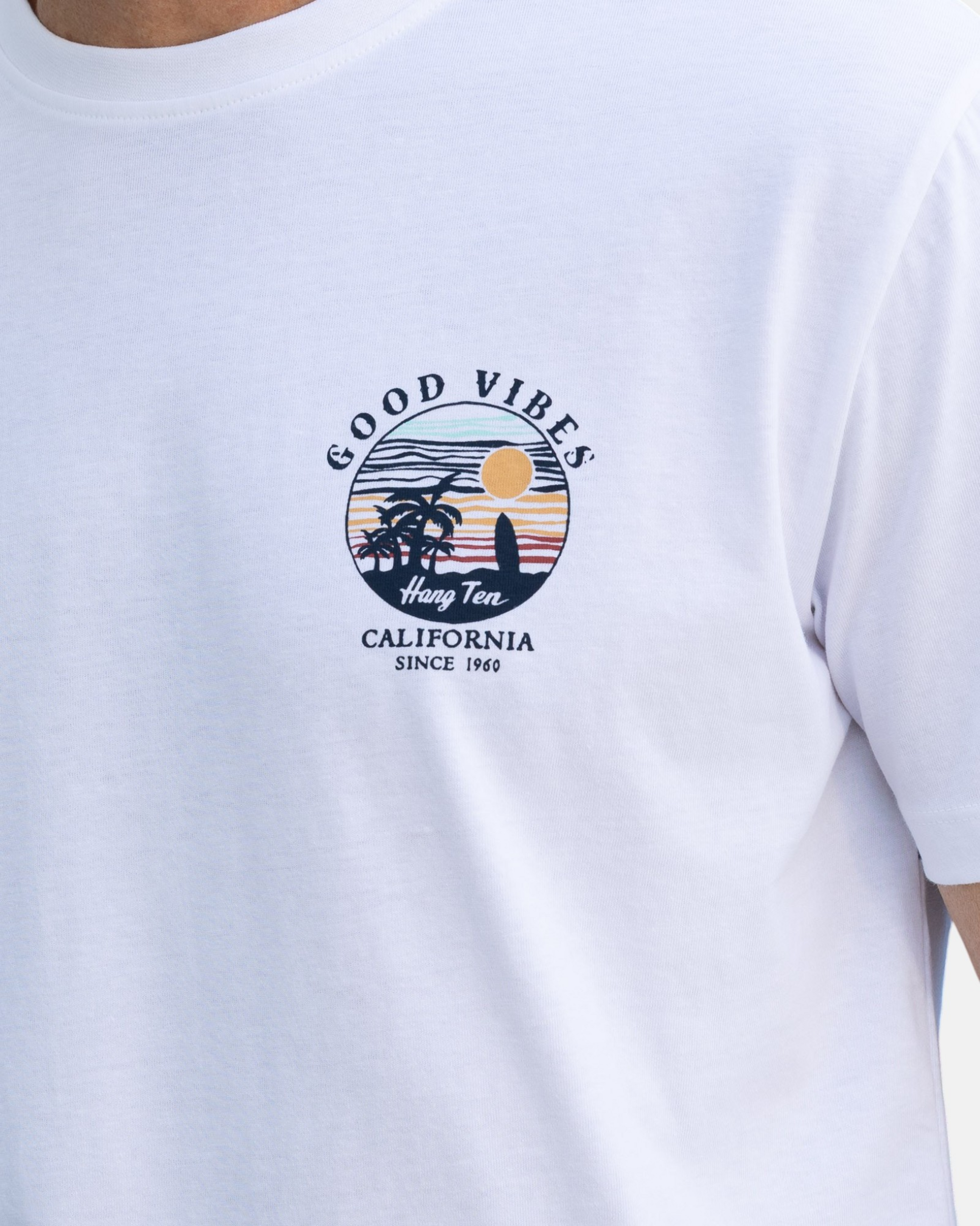 HANG TEN, Good Vibes Organic Cotton T-shirt - White