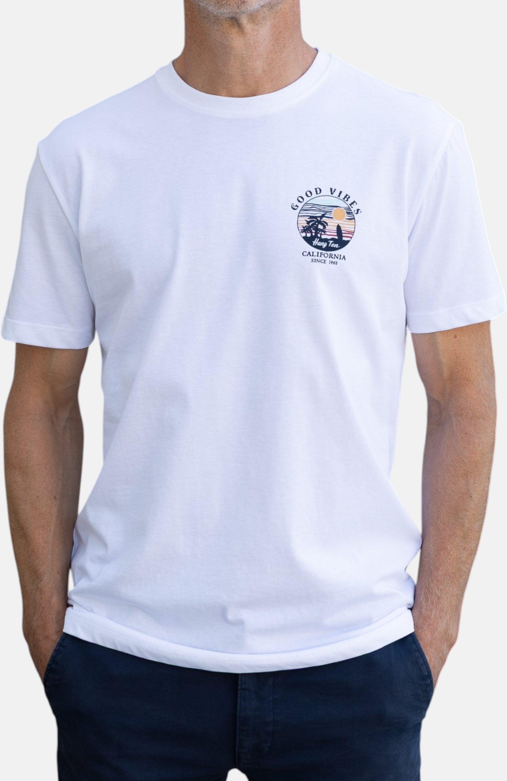 HANG TEN, Good Vibes Organic Cotton T-shirt - White