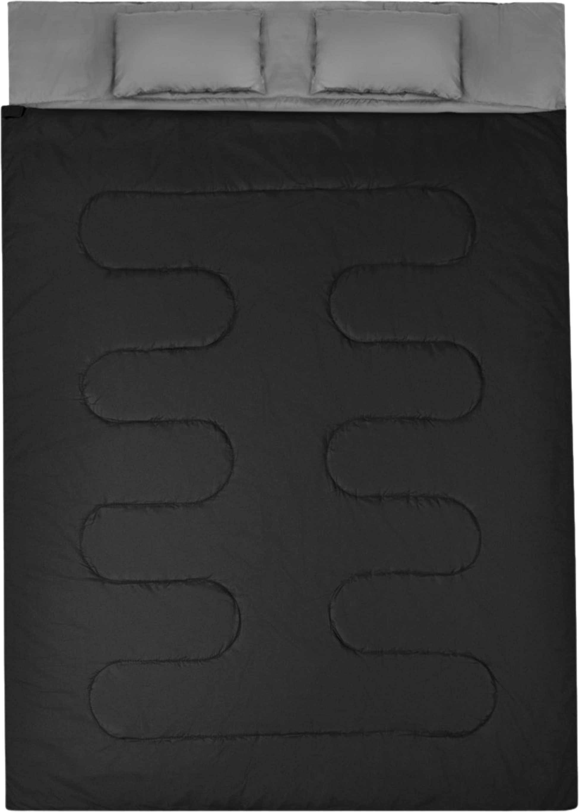B2X, Goplus Double Sleeping Bag For 2 People Xl Blanket Sleeping Bag With 2 Pillows Black 220 X 150 Cm