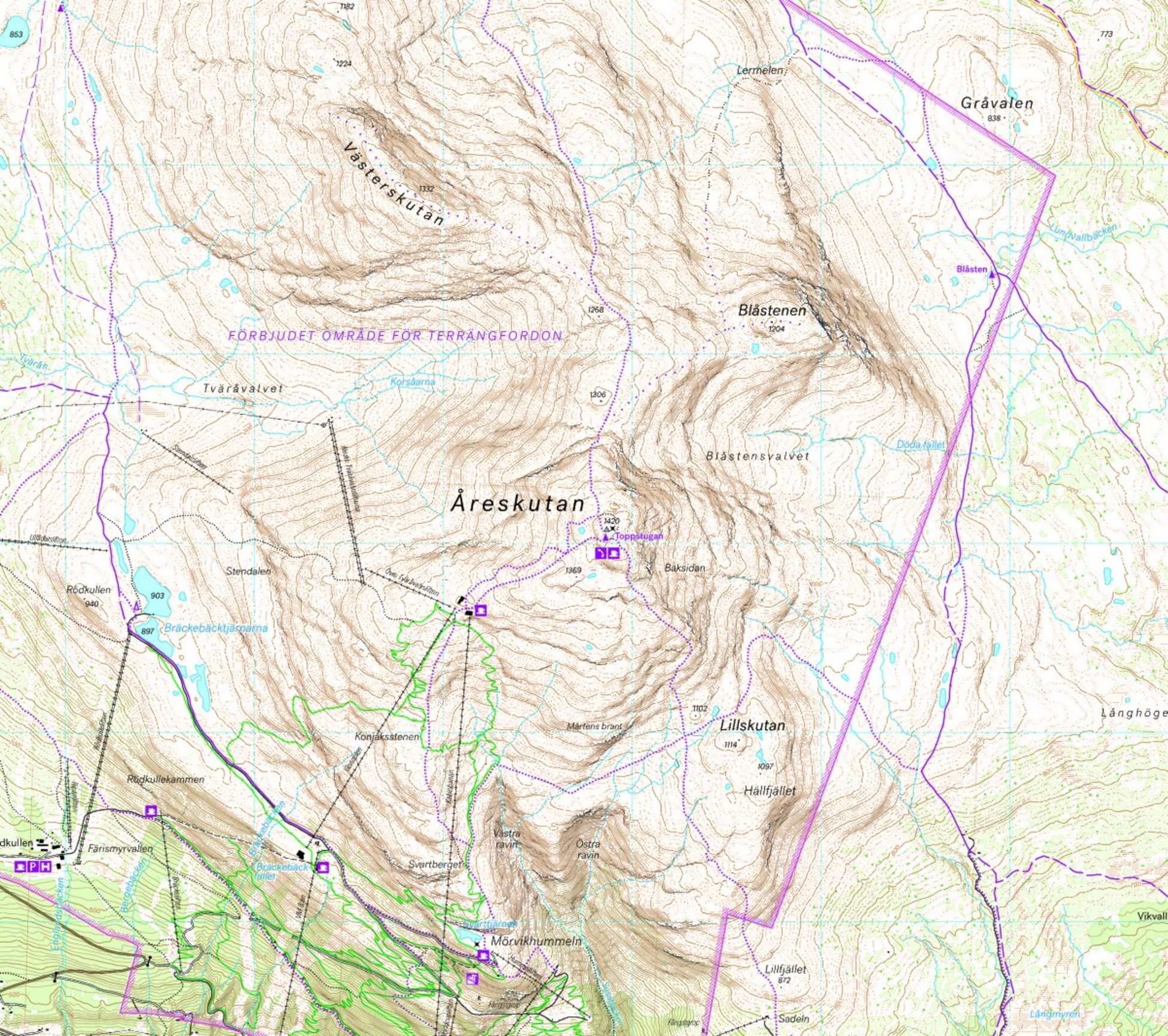 CALAZO, H&ouml;galpin Karta: &Aring;reskutan  S&ouml;dra &Aring;refj&auml;llen 1:20.000